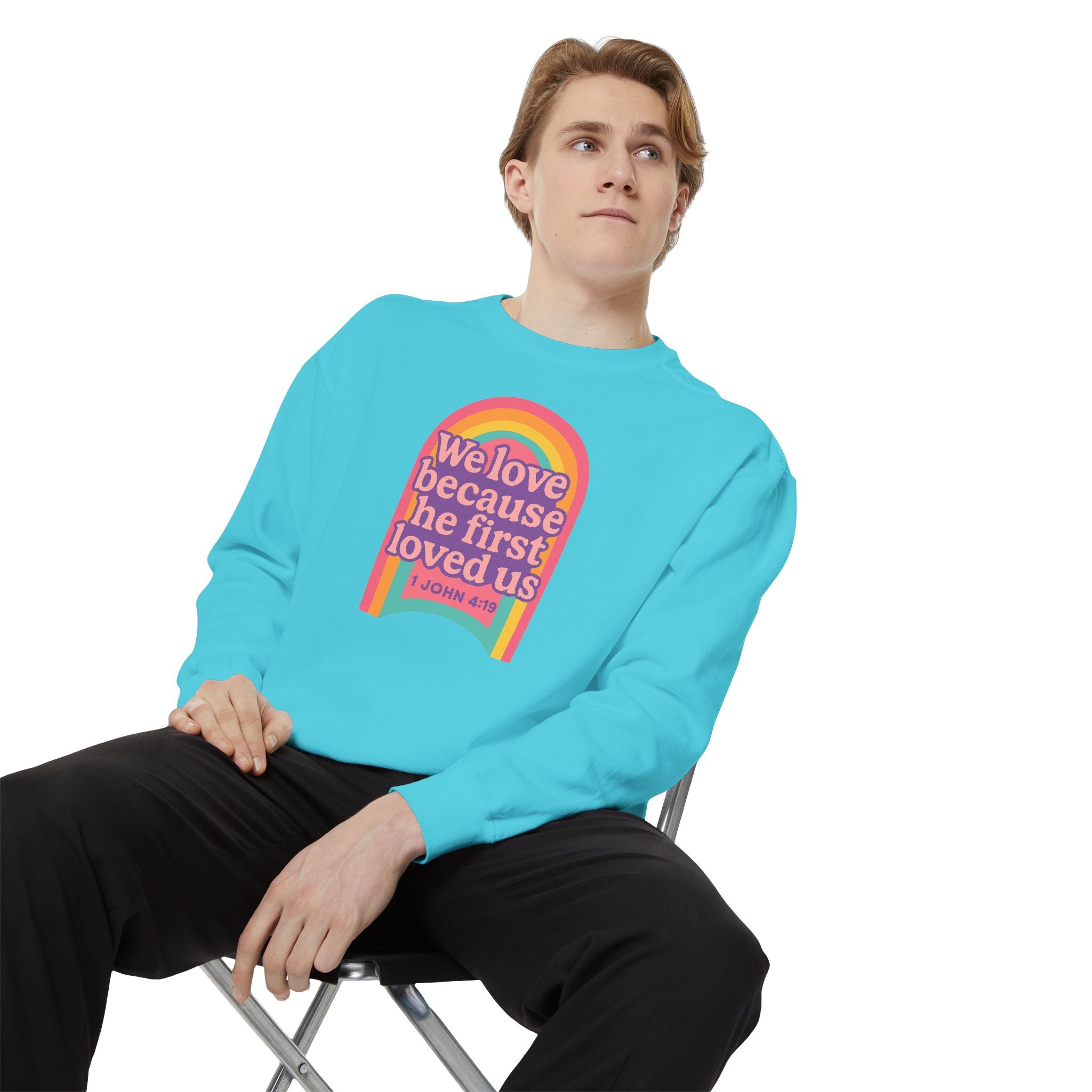 Rainbow Scripture Unisex Sweatshirt | Cozy Christian Apparel | Gift for Faith Lovers | Inspirational Sweatshirt | Spring Fashion