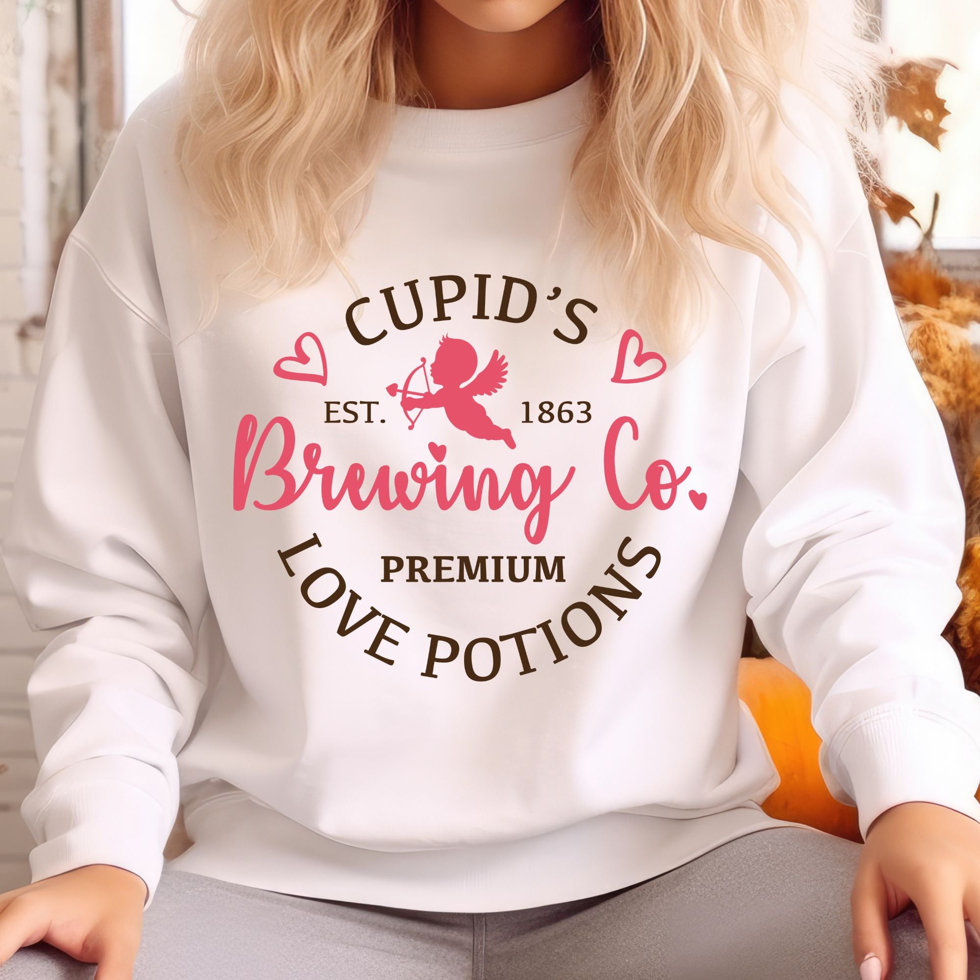 Cupid’s Brewing Co. Valentines Sweatshirt – Funny Valentine’s Day Crewneck Sweatshirt