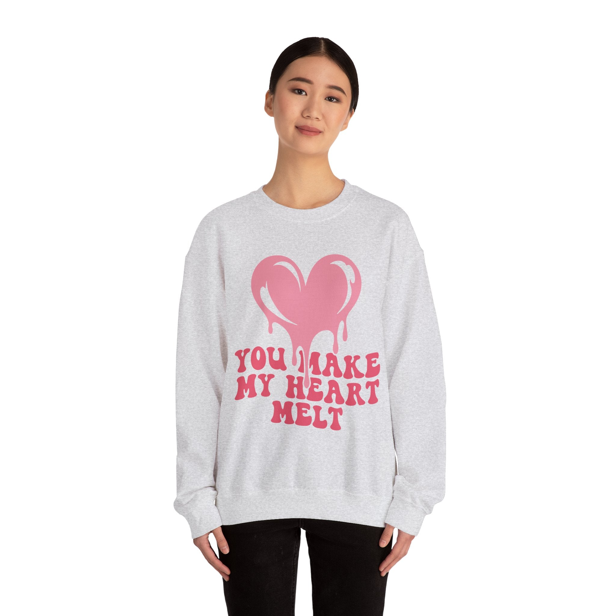 You Make My Heart Melt Valentines Sweatshirt – Cute Romantic Valentine’s Day Crewneck Sweatshirt