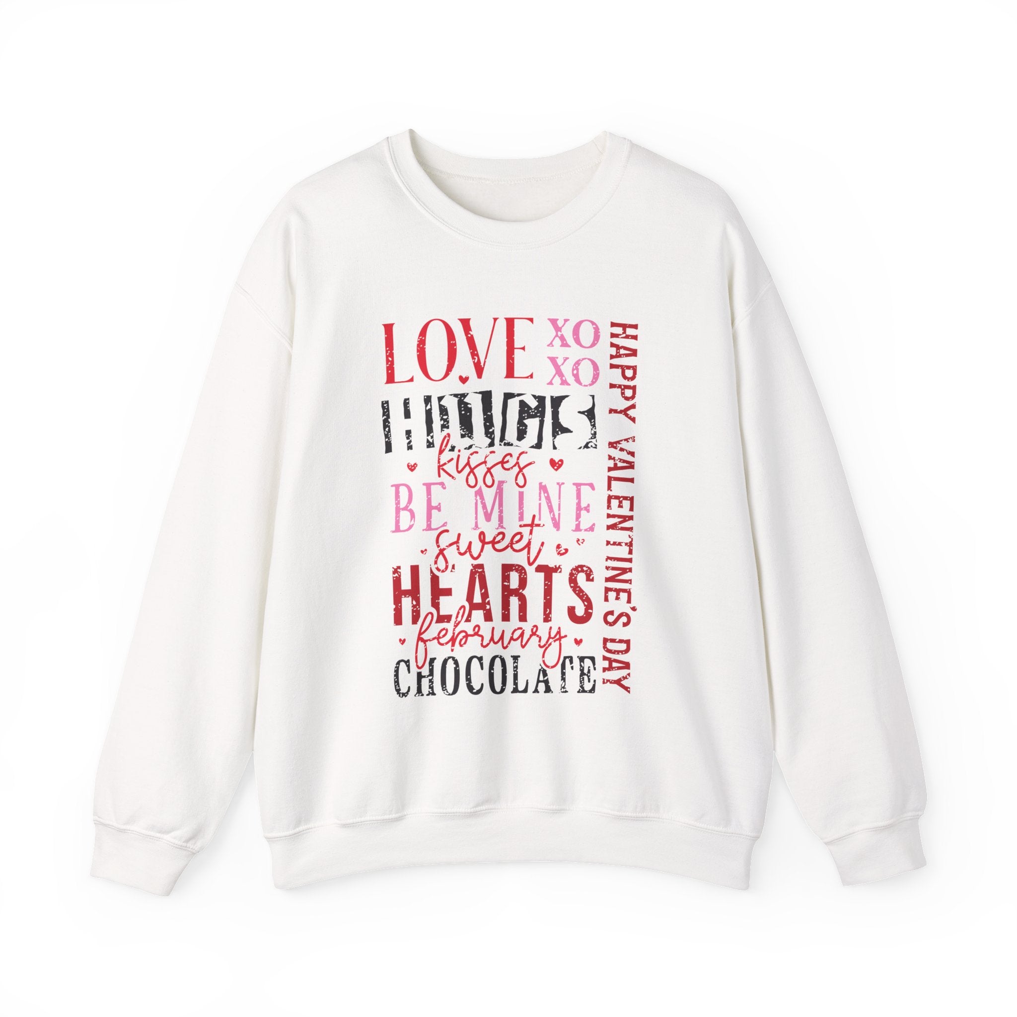 Love Hug Kisses Valentines Sweatshirt – Cute Valentine’s Day Crewneck Sweatshirt