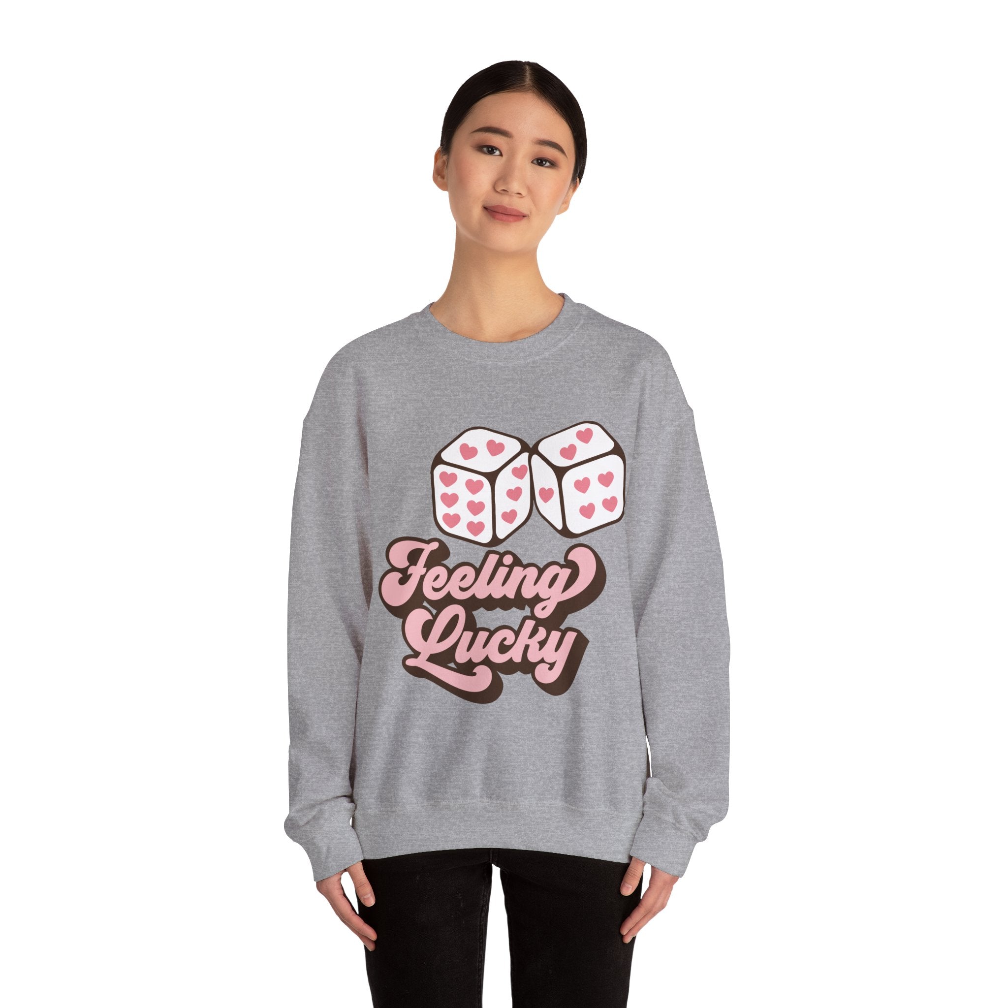 Feeling Lucky Valentines Sweatshirt – Cozy Valentine’s Day Crewneck Sweatshirt