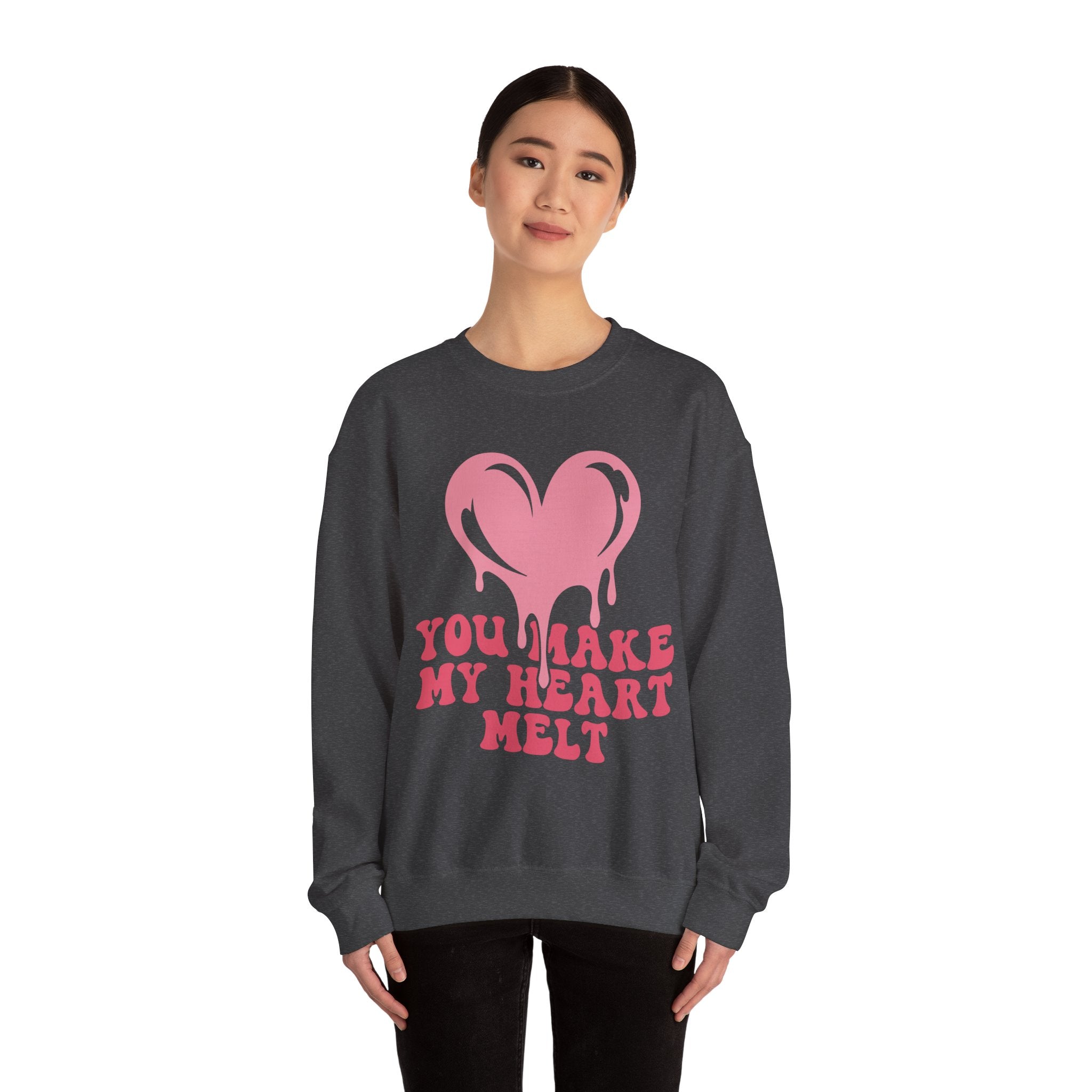 You Make My Heart Melt Valentines Sweatshirt – Cute Romantic Valentine’s Day Crewneck Sweatshirt