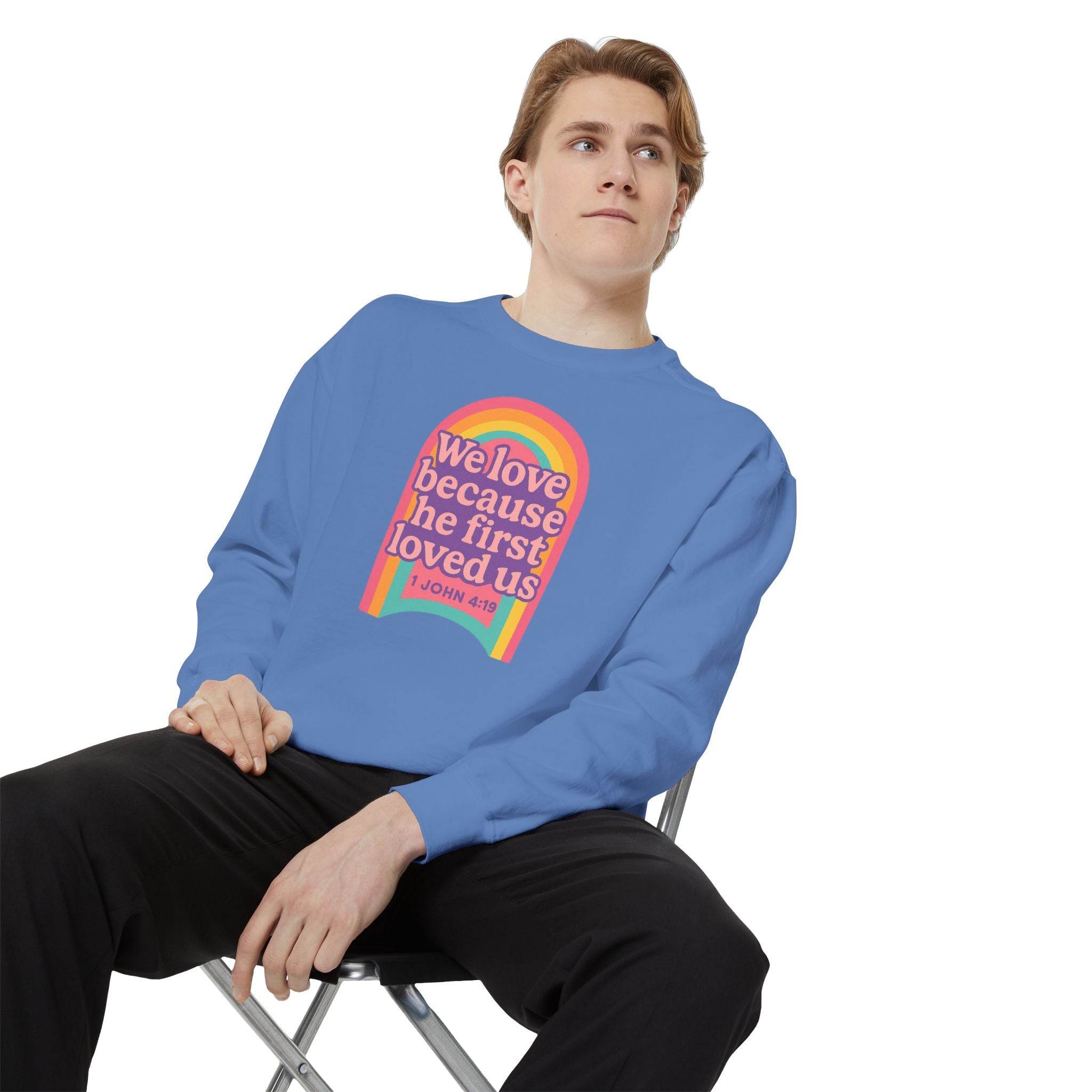 Rainbow Scripture Unisex Sweatshirt | Cozy Christian Apparel | Gift for Faith Lovers | Inspirational Sweatshirt | Spring Fashion