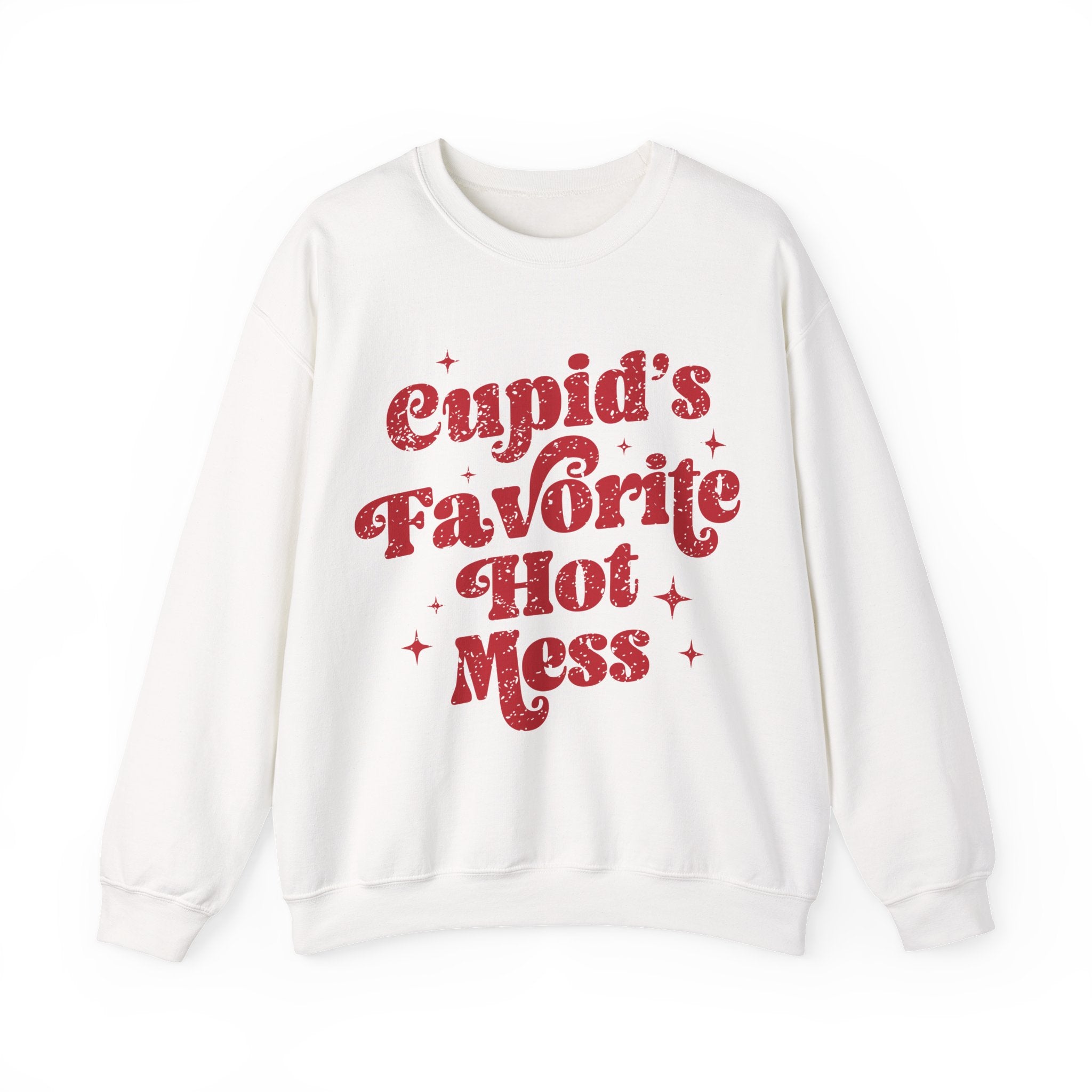 Cupid’s Favourite Hot Mess Valentines Sweatshirt – Funny Valentine’s Day Crewneck Sweatshirt