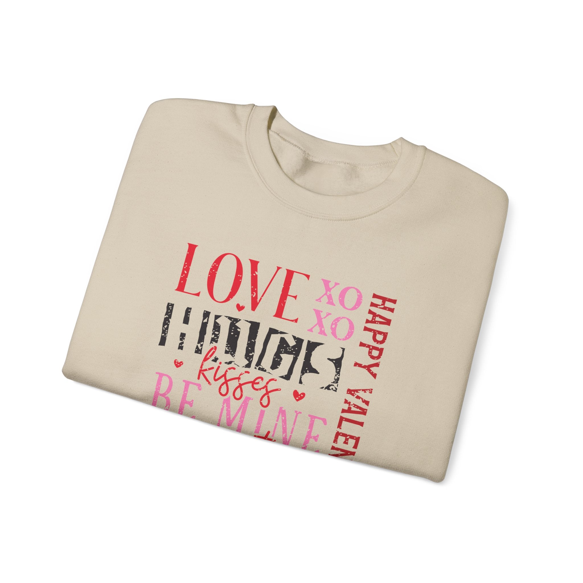 Love Hug Kisses Valentines Sweatshirt – Cute Valentine’s Day Crewneck Sweatshirt