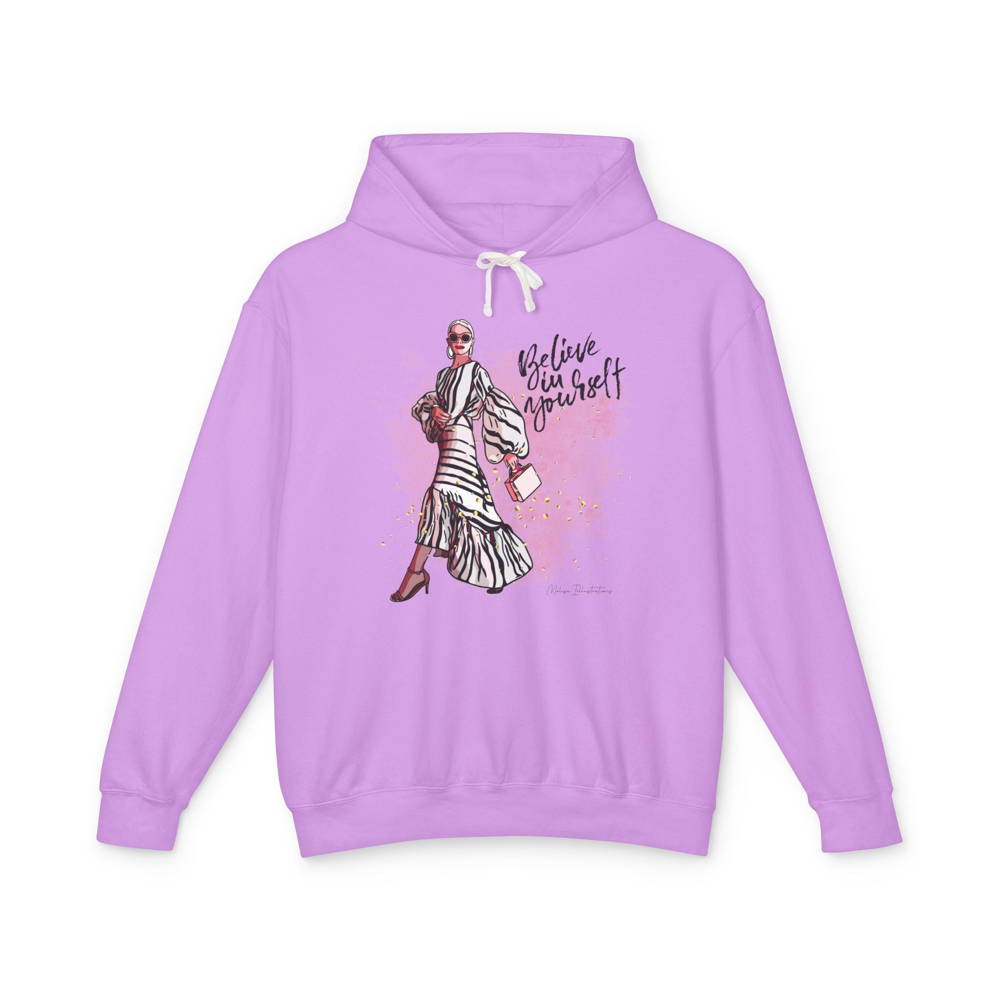 Believe in Yourself Women's Lightweight Hooded Sweatshirt, Motivational Gift, Cozy Casual Wear, Perfect for Dreamers