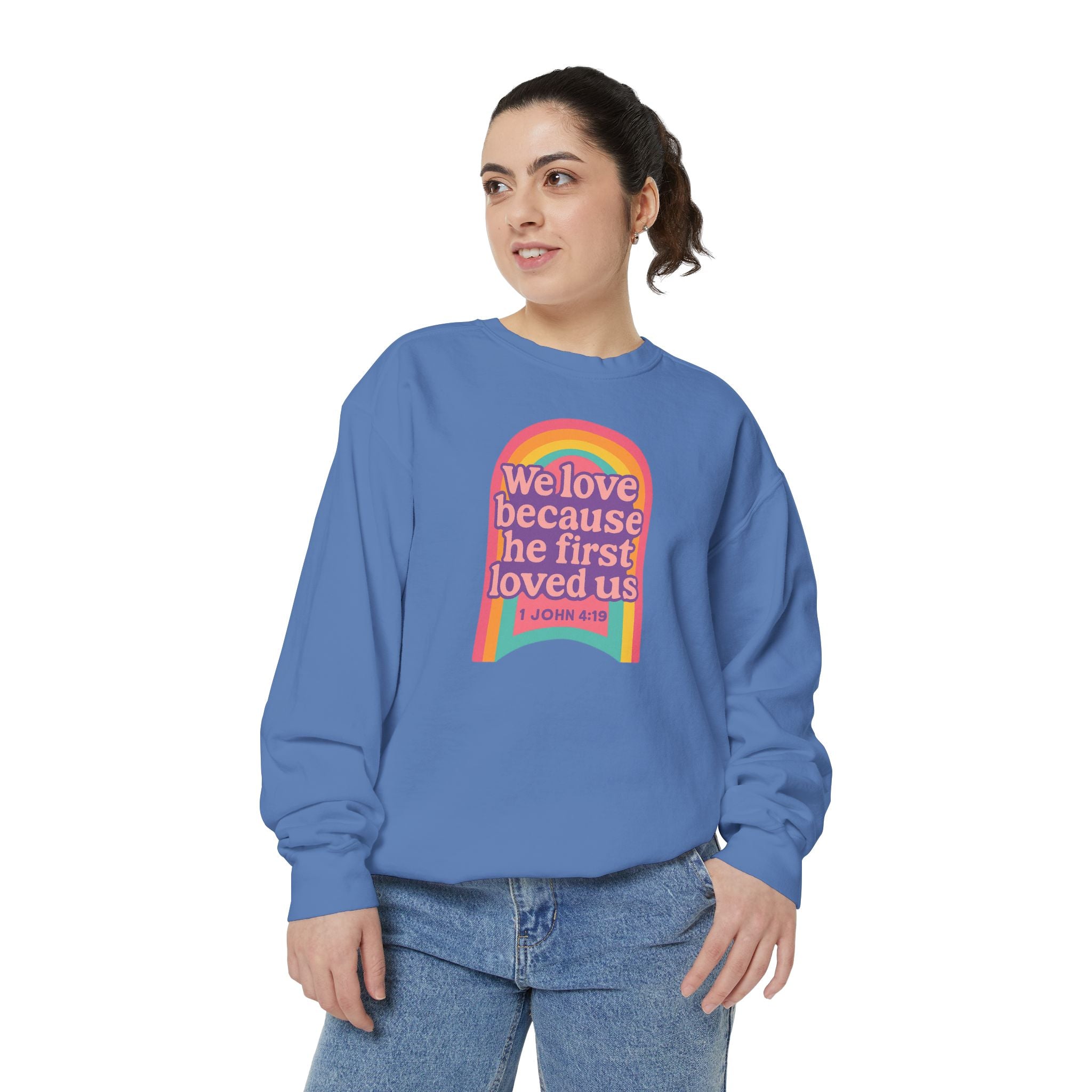 Rainbow Scripture Unisex Sweatshirt | Cozy Christian Apparel | Gift for Faith Lovers | Inspirational Sweatshirt | Spring Fashion