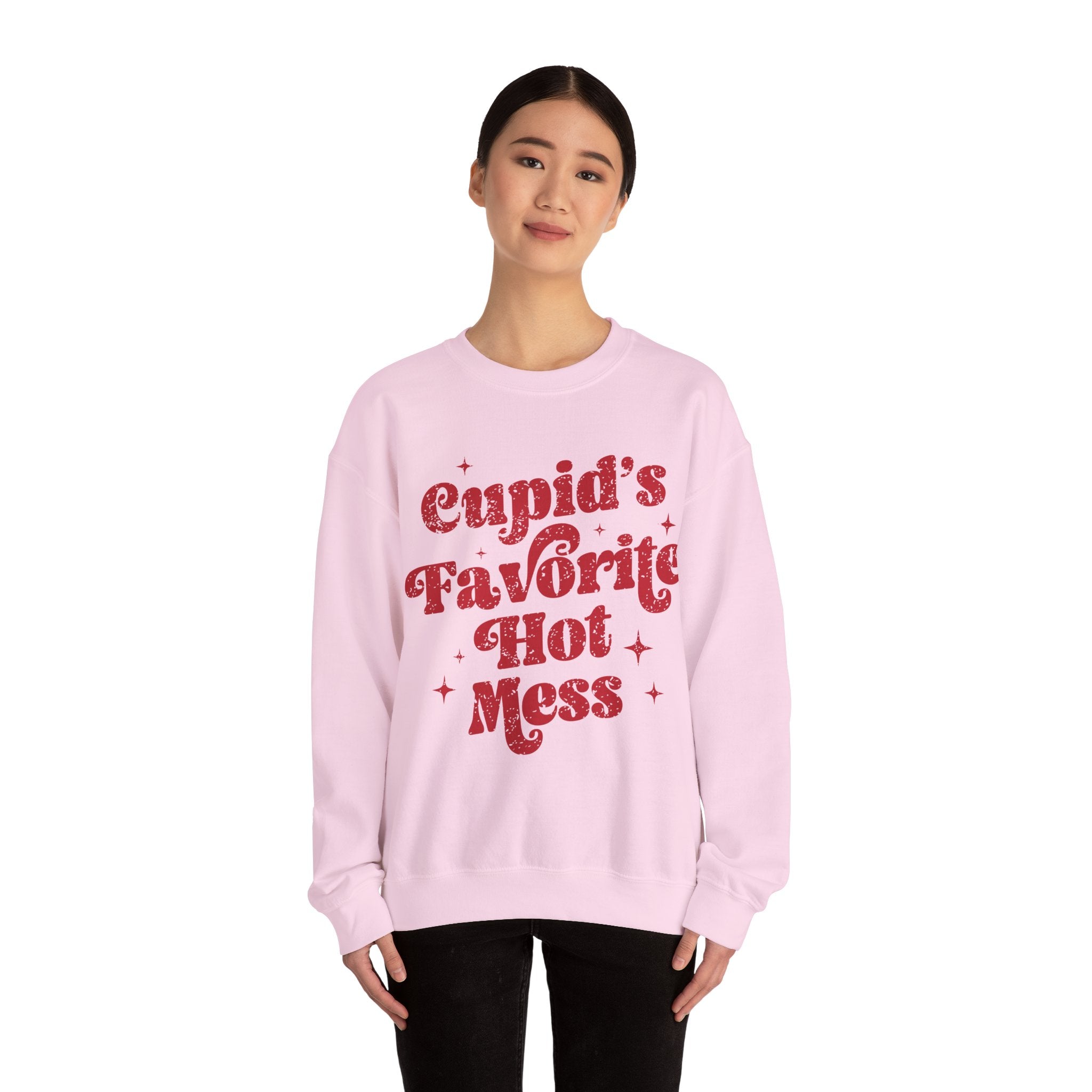 Cupid’s Favourite Hot Mess Valentines Sweatshirt – Funny Valentine’s Day Crewneck Sweatshirt