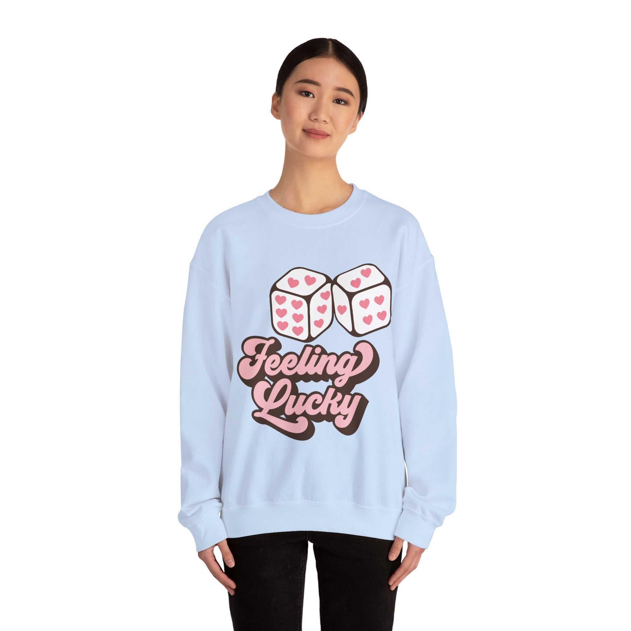 Feeling Lucky Valentines Sweatshirt – Cozy Valentine’s Day Crewneck Sweatshirt