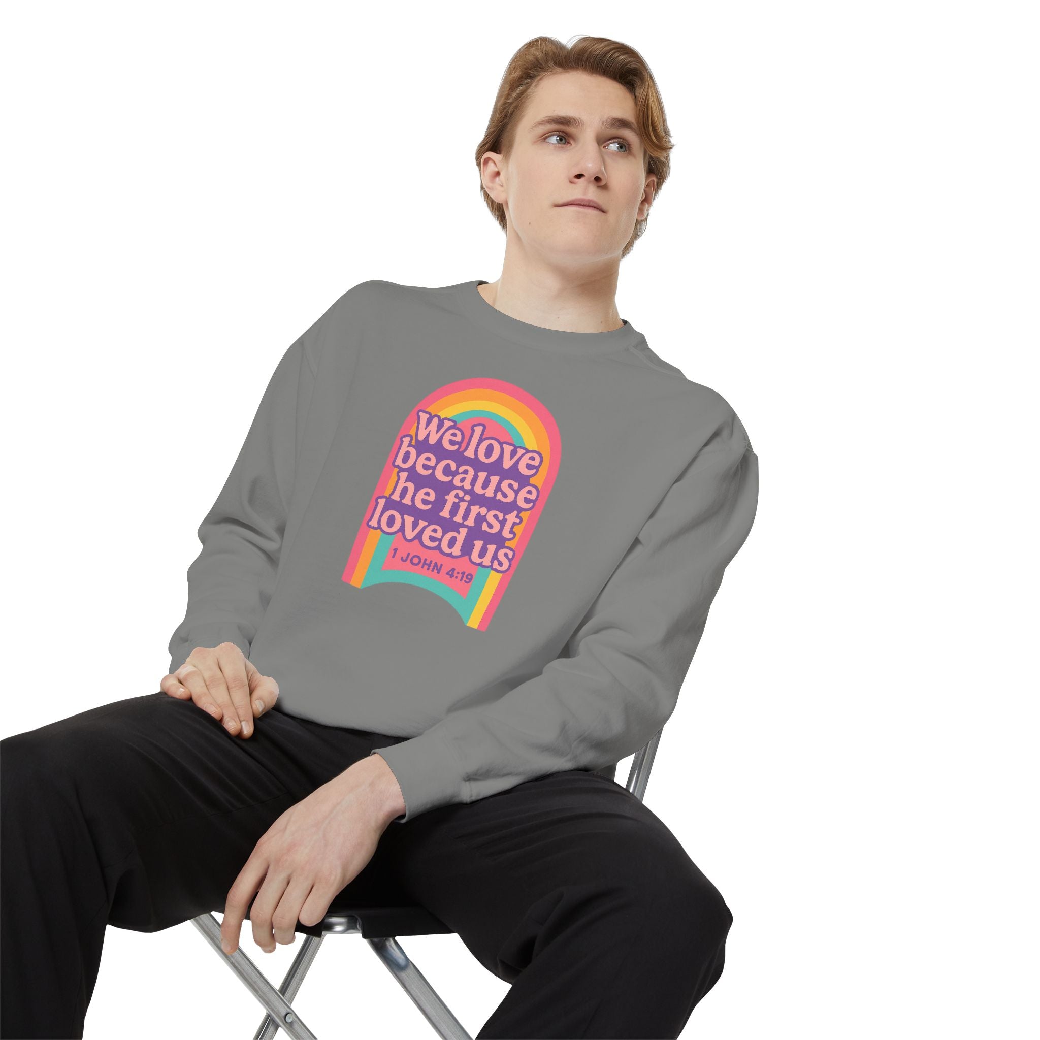Rainbow Scripture Unisex Sweatshirt | Cozy Christian Apparel | Gift for Faith Lovers | Inspirational Sweatshirt | Spring Fashion