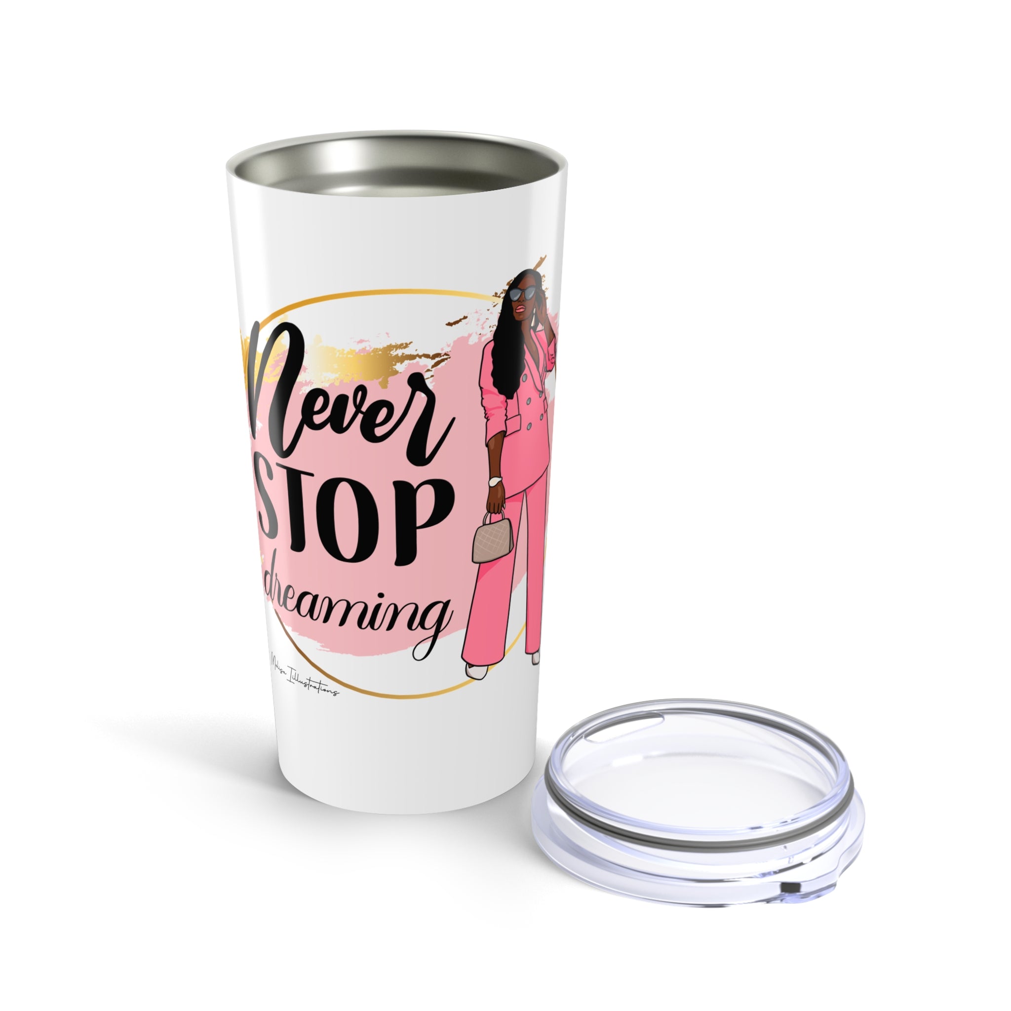Dreamer Tumbler 20oz - Never Stop Dreaming, Motivational Travel Mug, Inspiring Gift for Her, Stylish Drinkware, Positive Affirmation Cup