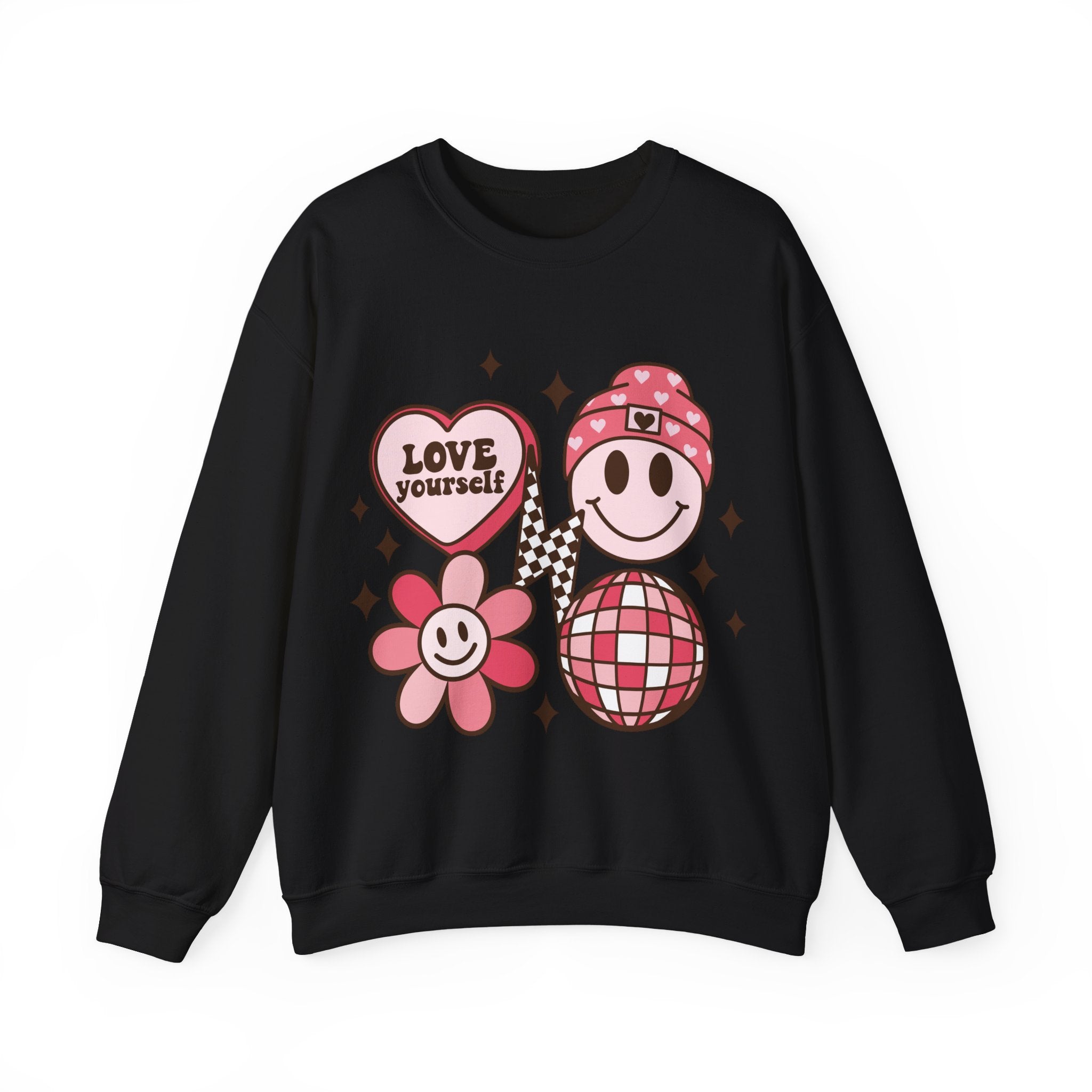 Love Your Self Groovy Valentines Sweatshirt – Retro Valentine’s Day Crewneck Sweatshirt