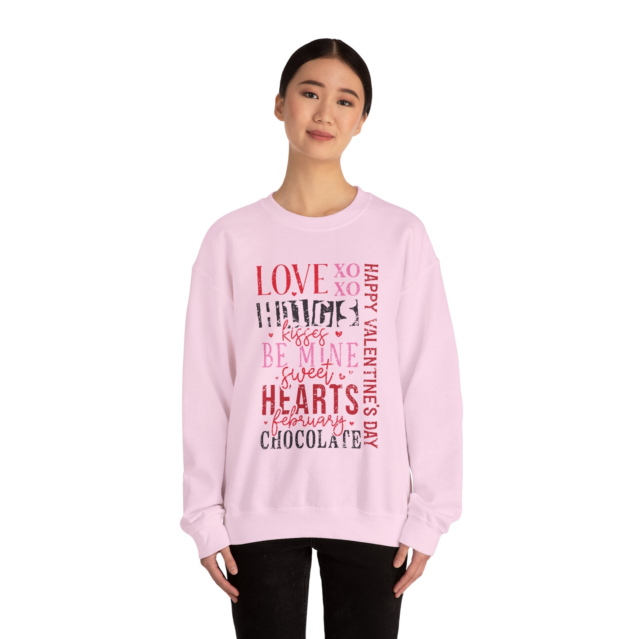 Love Hug Kisses Valentines Sweatshirt – Cute Valentine’s Day Crewneck Sweatshirt