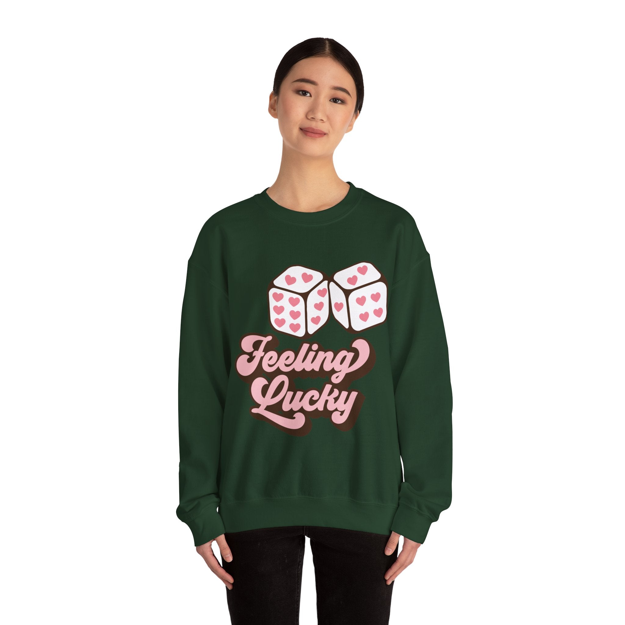 Feeling Lucky Valentines Sweatshirt – Cozy Valentine’s Day Crewneck Sweatshirt