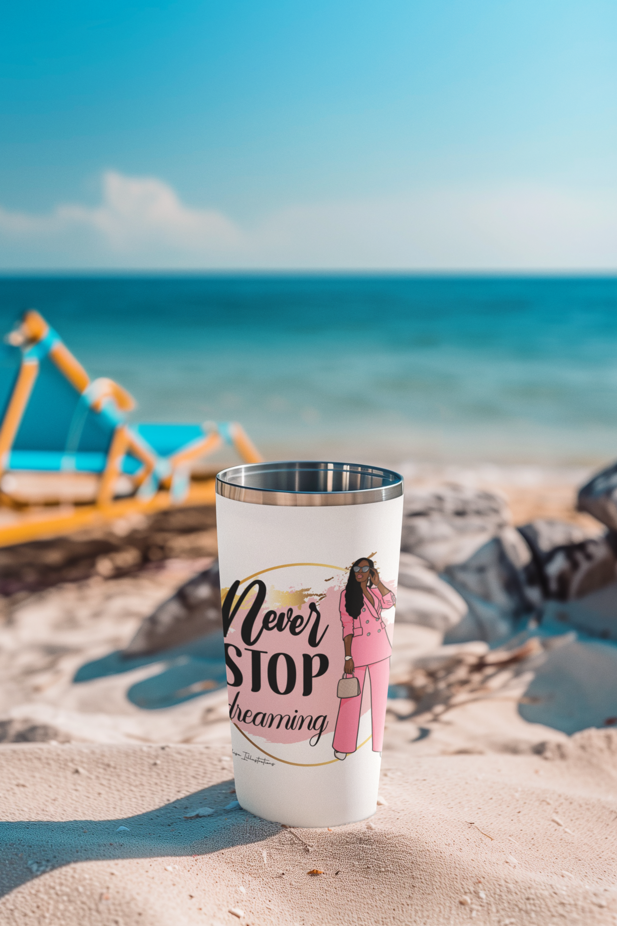 Dreamer Tumbler 20oz - Never Stop Dreaming, Motivational Travel Mug, Inspiring Gift for Her, Stylish Drinkware, Positive Affirmation Cup