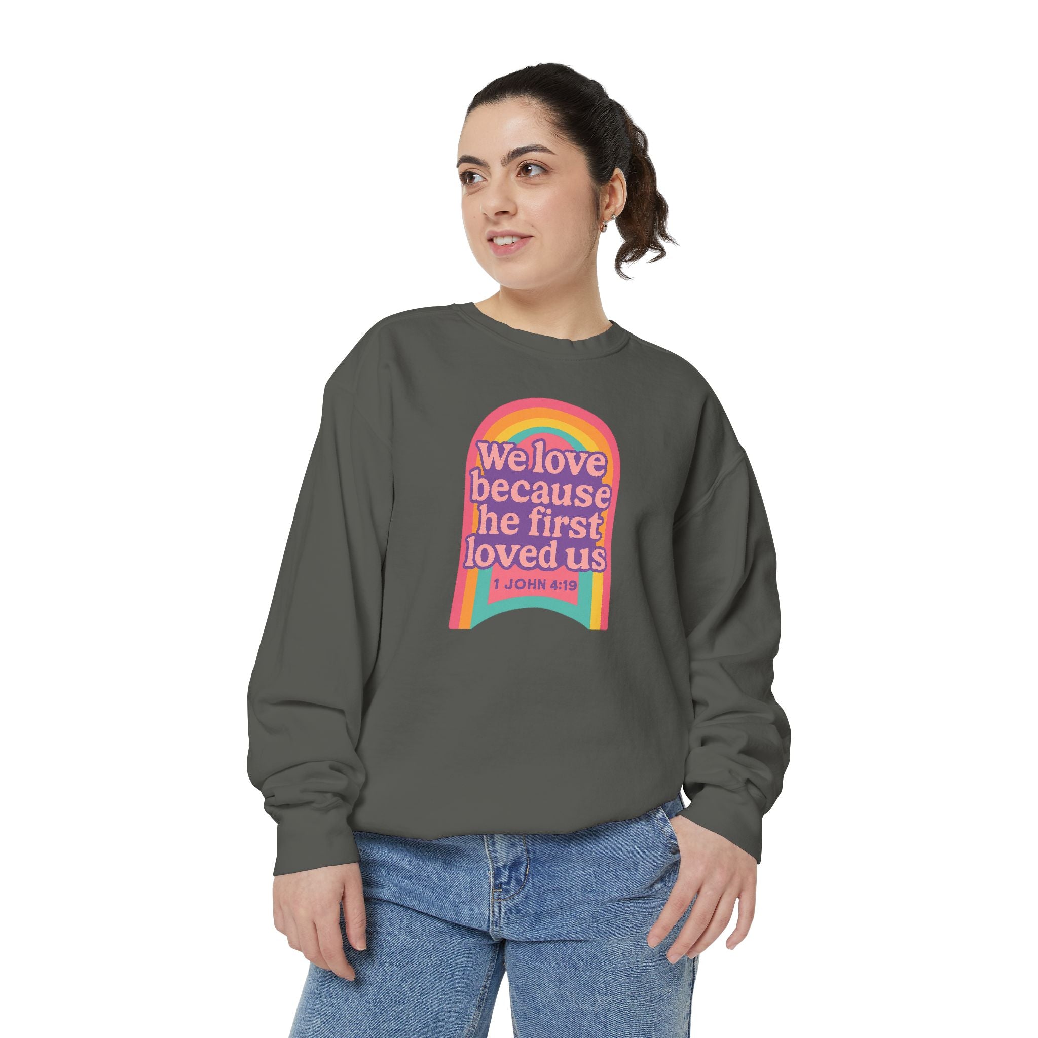 Rainbow Scripture Unisex Sweatshirt | Cozy Christian Apparel | Gift for Faith Lovers | Inspirational Sweatshirt | Spring Fashion