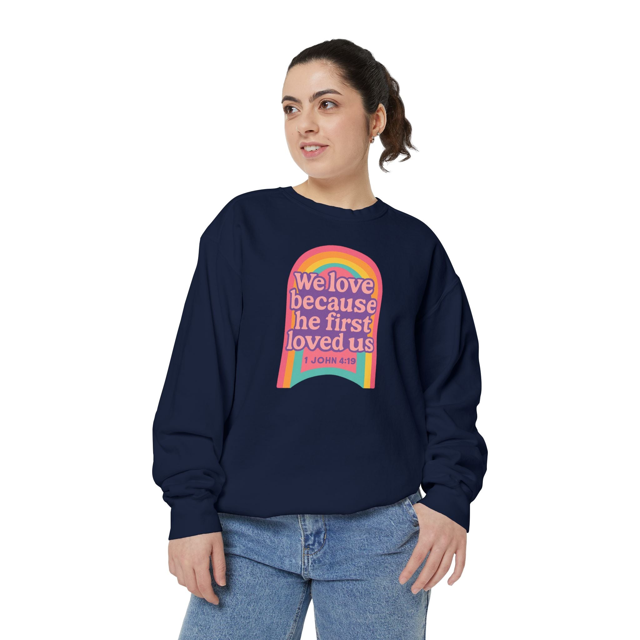 Rainbow Scripture Unisex Sweatshirt | Cozy Christian Apparel | Gift for Faith Lovers | Inspirational Sweatshirt | Spring Fashion