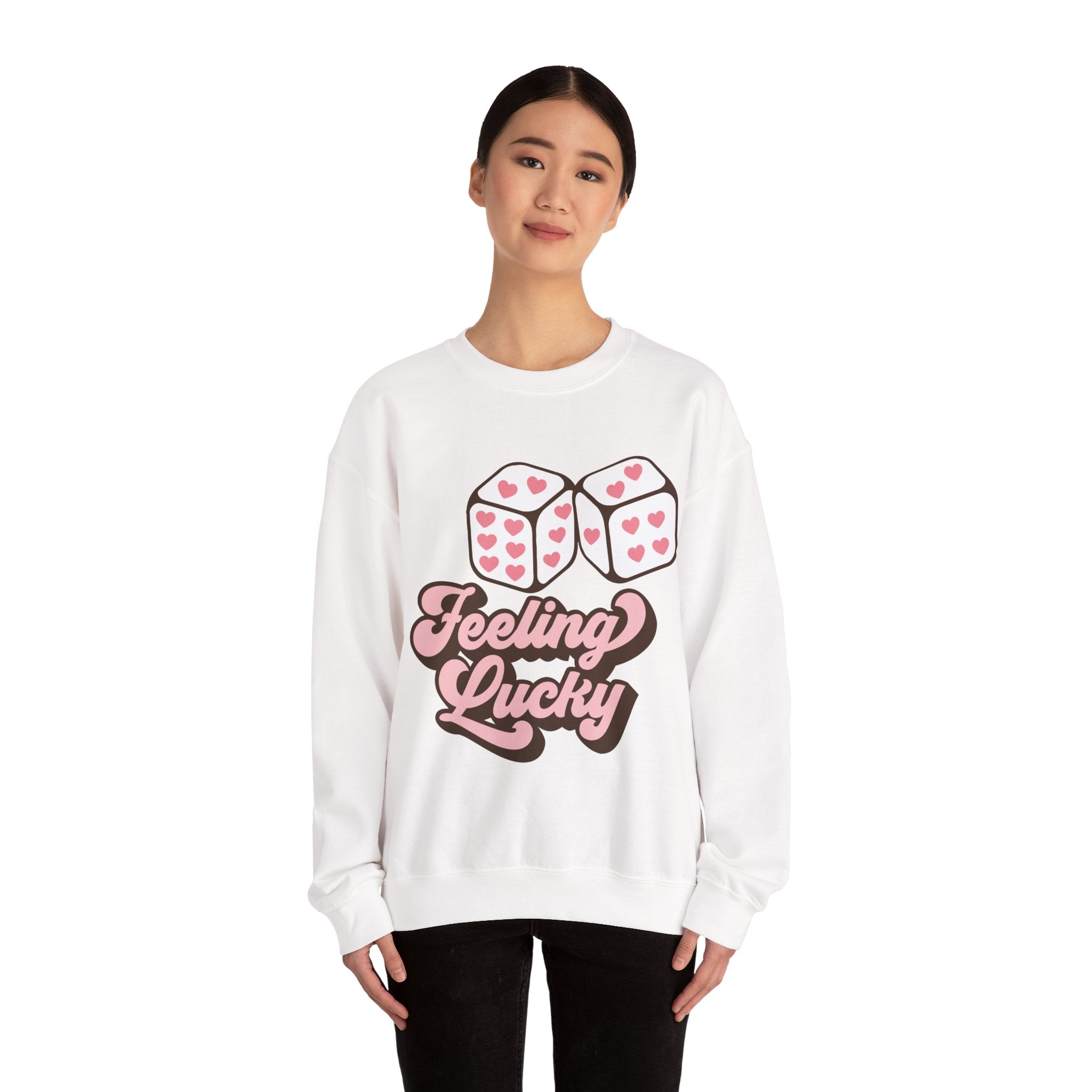 Feeling Lucky Valentines Sweatshirt – Cozy Valentine’s Day Crewneck Sweatshirt