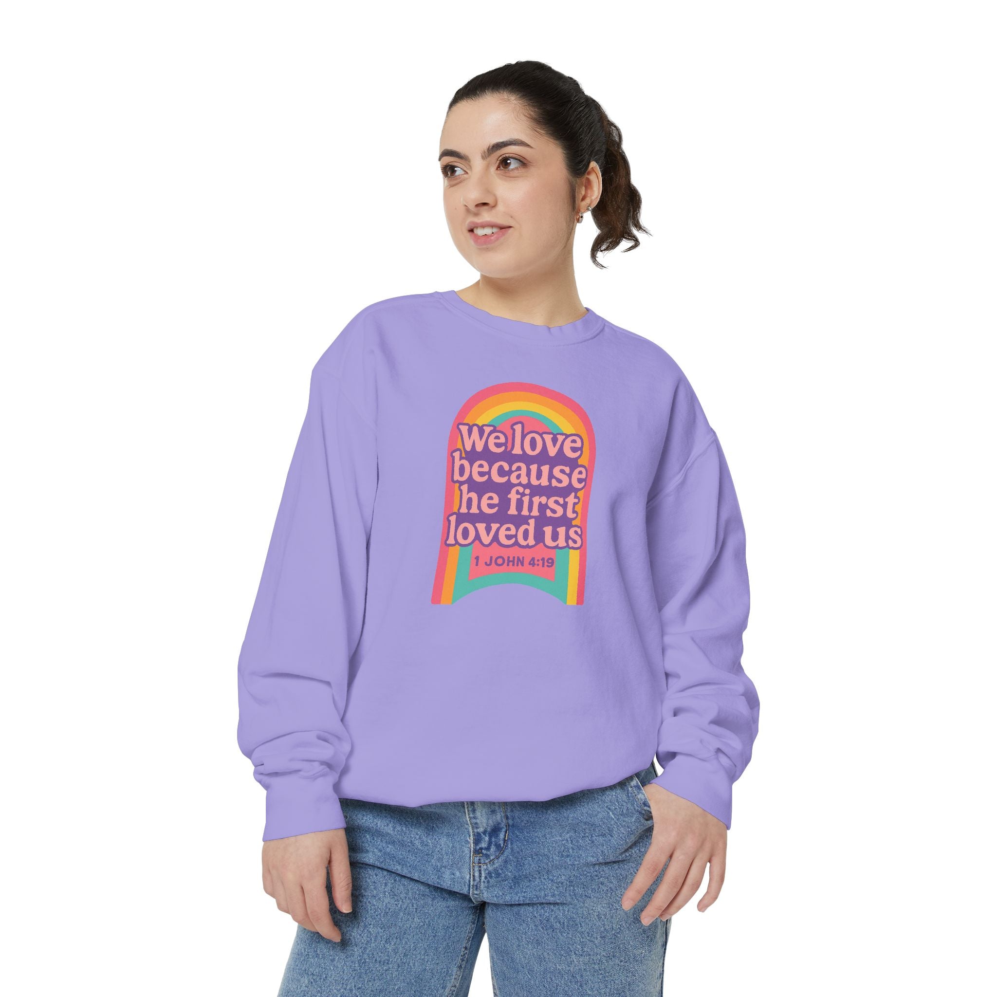Rainbow Scripture Unisex Sweatshirt | Cozy Christian Apparel | Gift for Faith Lovers | Inspirational Sweatshirt | Spring Fashion