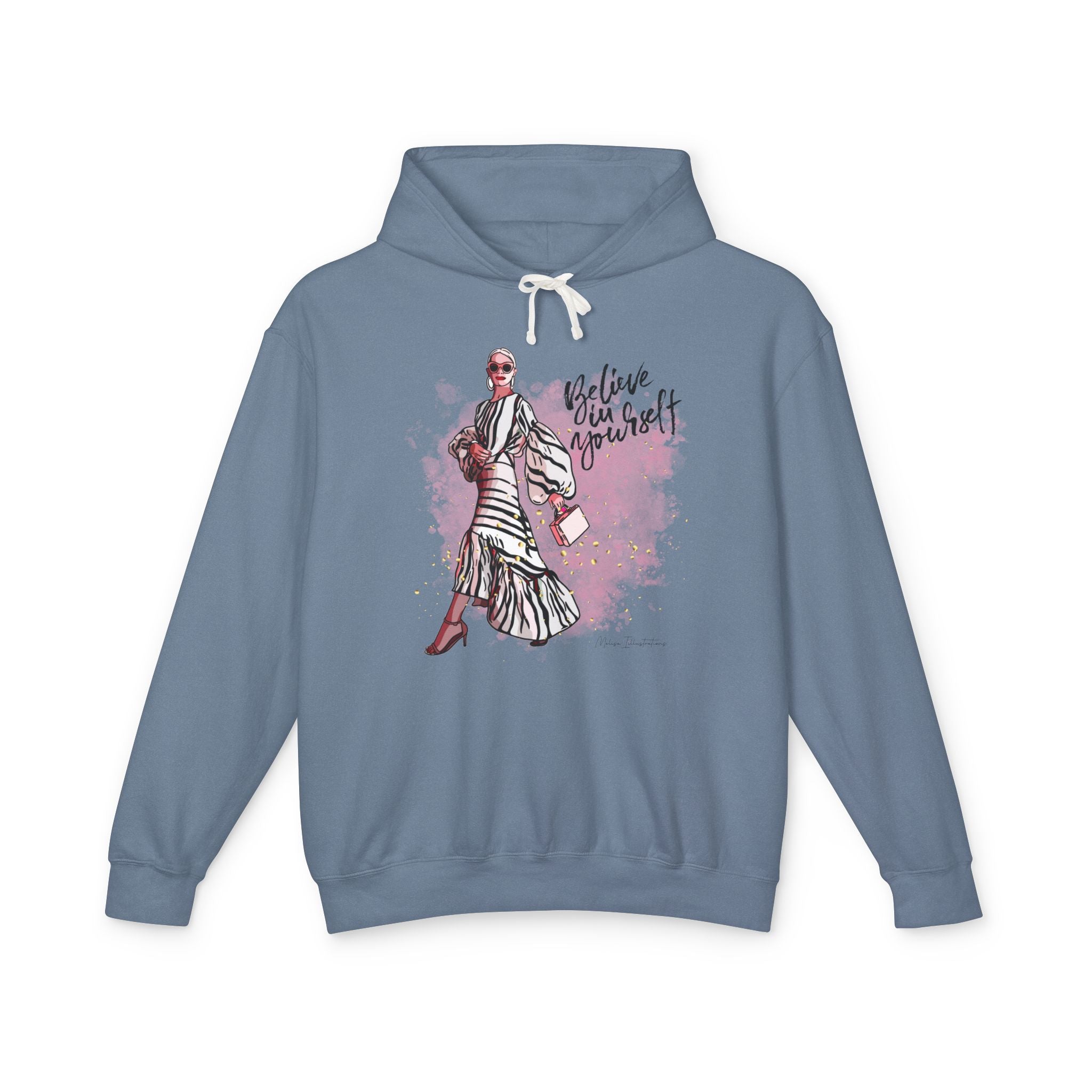 Believe in Yourself Women's Lightweight Hooded Sweatshirt, Motivational Gift, Cozy Casual Wear, Perfect for Dreamers