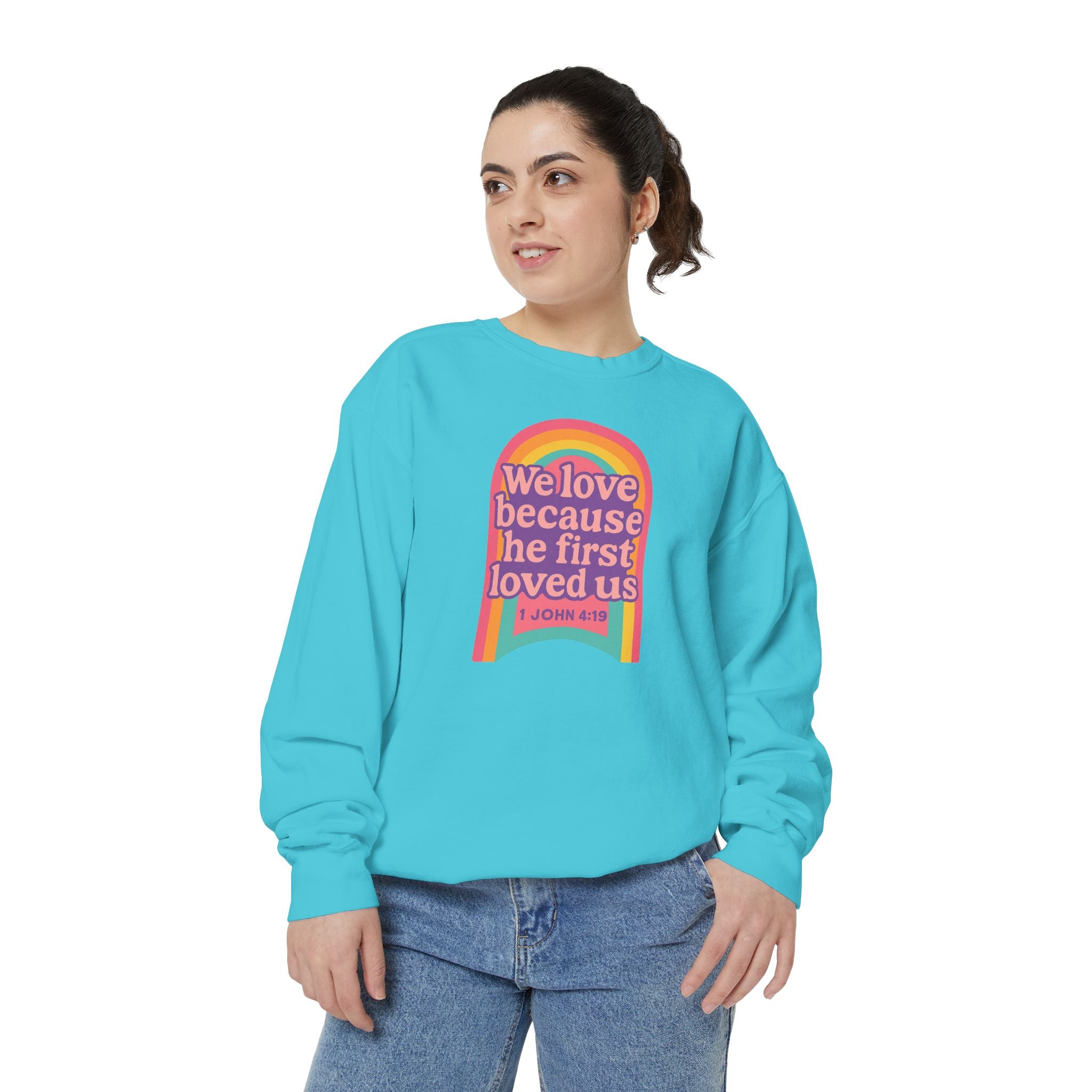 Rainbow Scripture Unisex Sweatshirt | Cozy Christian Apparel | Gift for Faith Lovers | Inspirational Sweatshirt | Spring Fashion