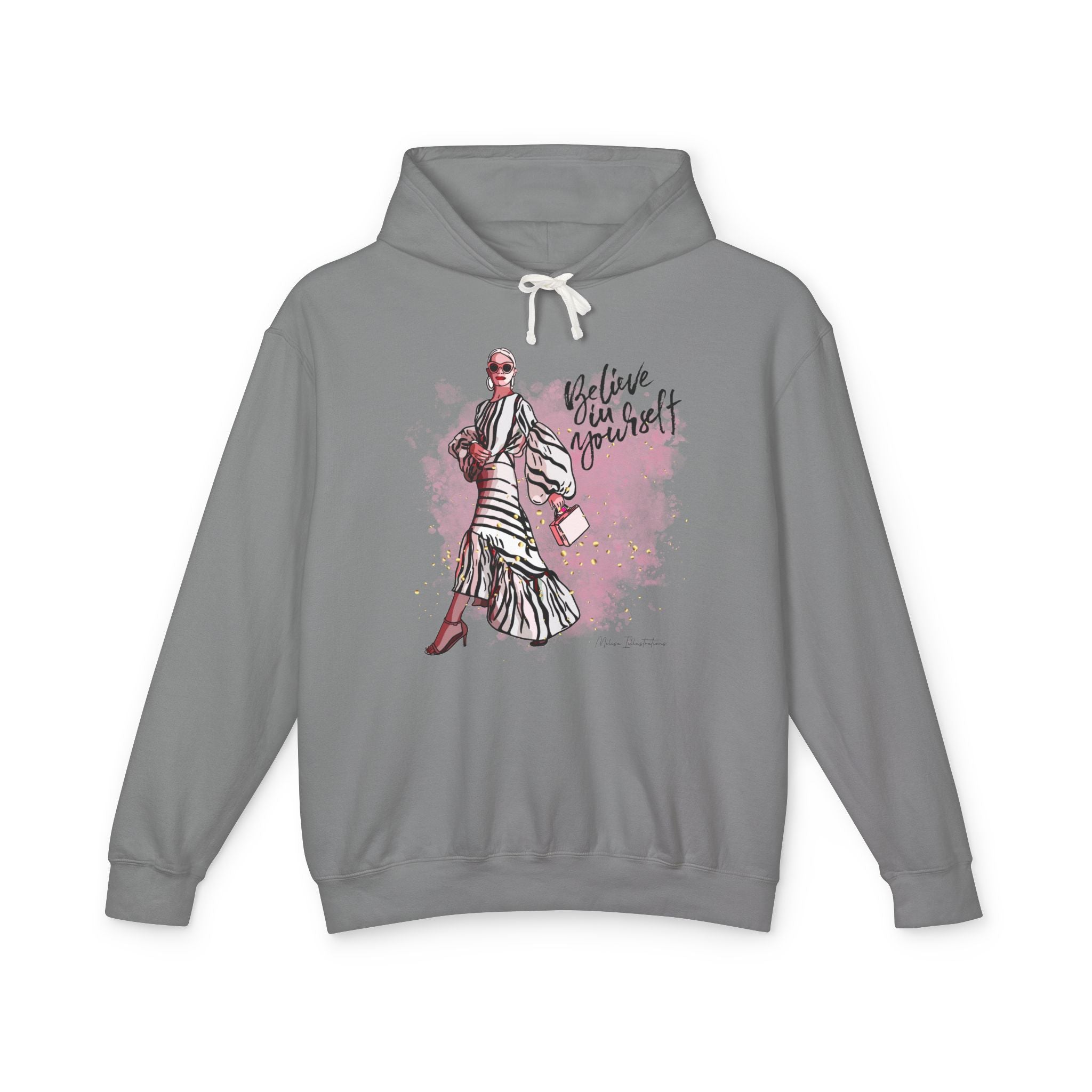 Believe in Yourself Women's Lightweight Hooded Sweatshirt, Motivational Gift, Cozy Casual Wear, Perfect for Dreamers