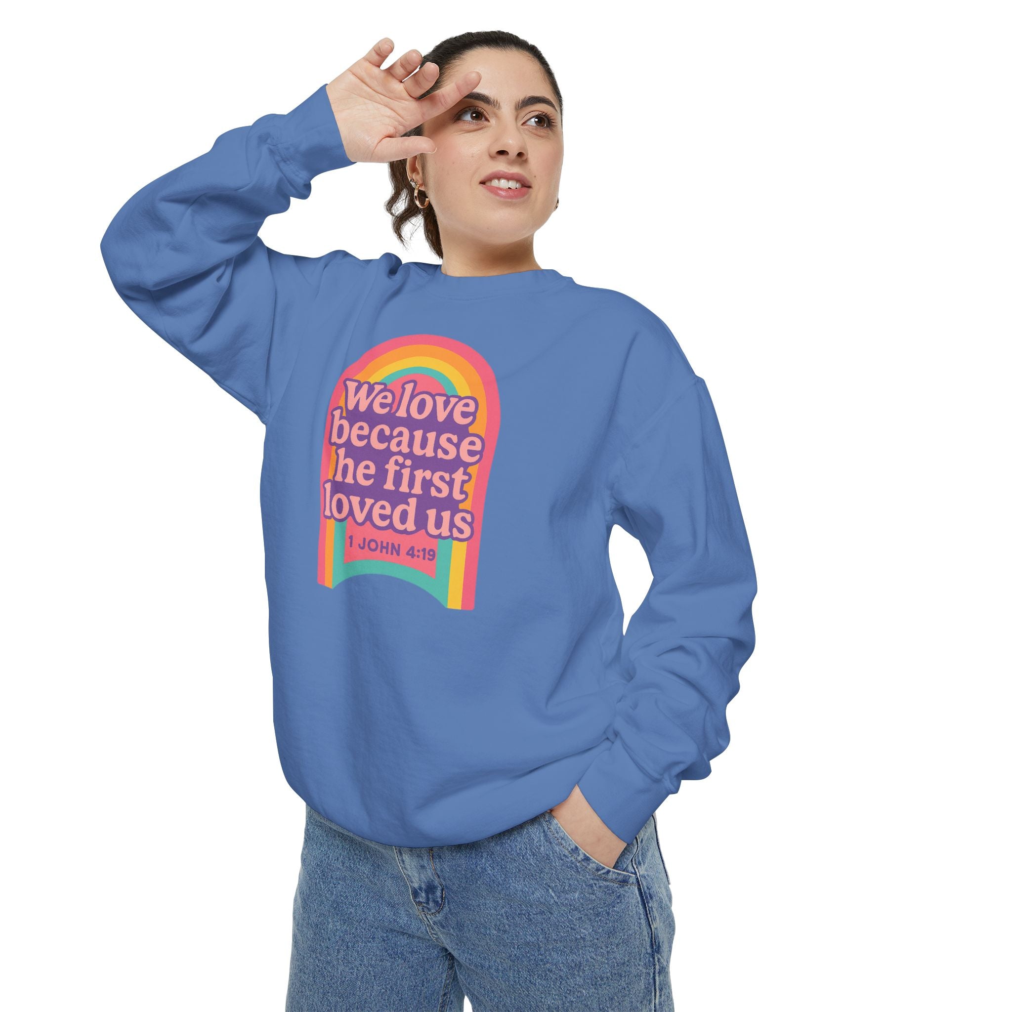 Rainbow Scripture Unisex Sweatshirt | Cozy Christian Apparel | Gift for Faith Lovers | Inspirational Sweatshirt | Spring Fashion