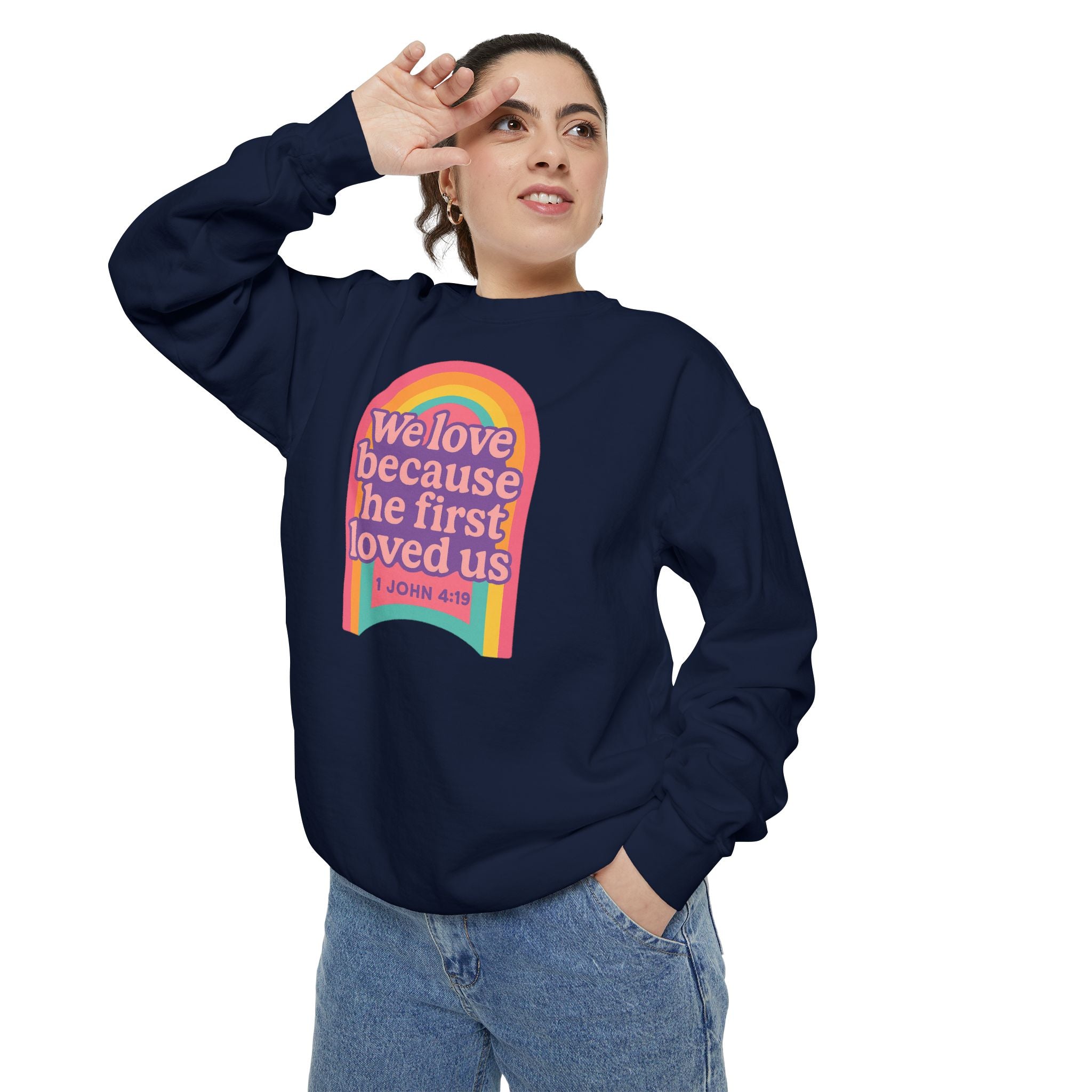 Rainbow Scripture Unisex Sweatshirt | Cozy Christian Apparel | Gift for Faith Lovers | Inspirational Sweatshirt | Spring Fashion