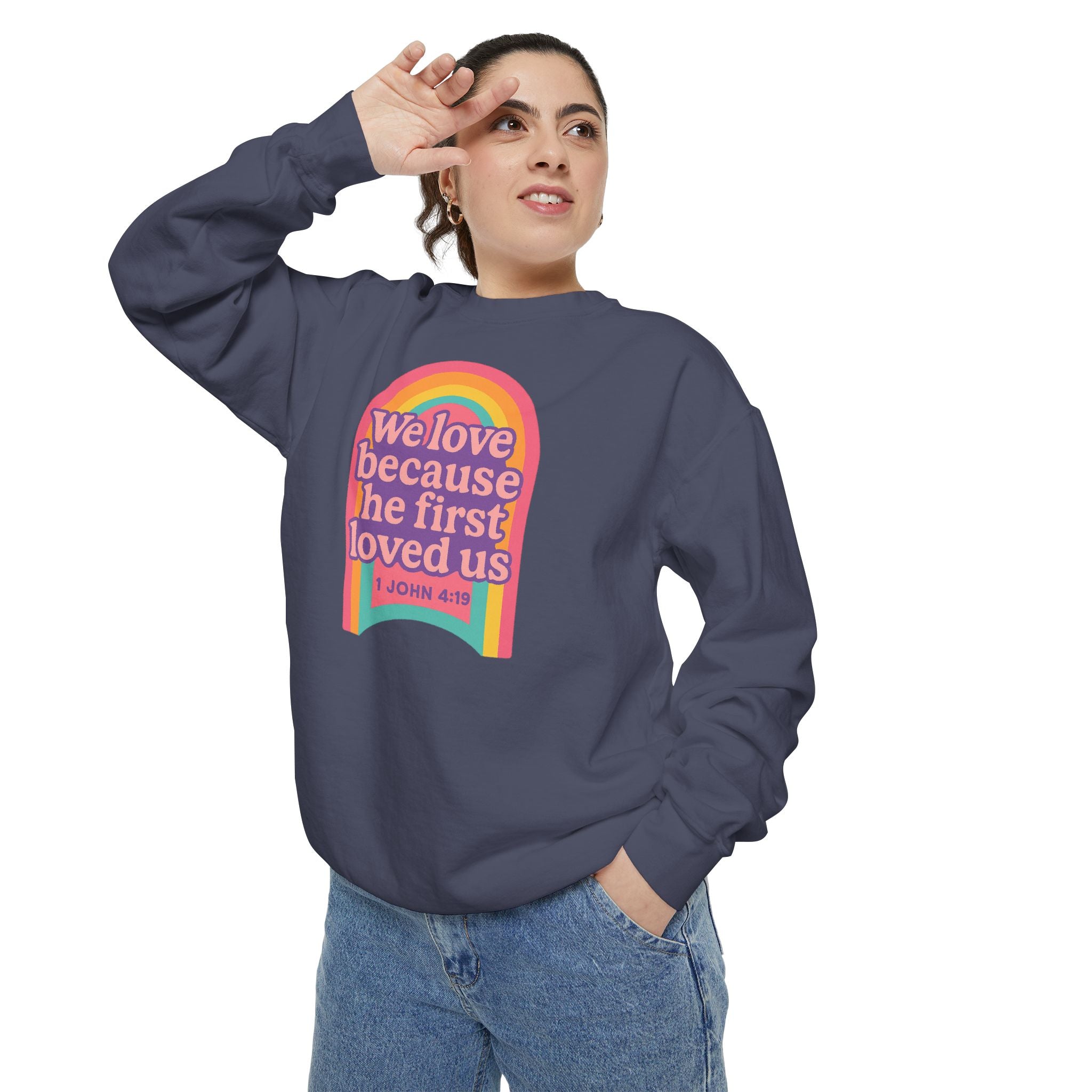 Rainbow Scripture Unisex Sweatshirt | Cozy Christian Apparel | Gift for Faith Lovers | Inspirational Sweatshirt | Spring Fashion