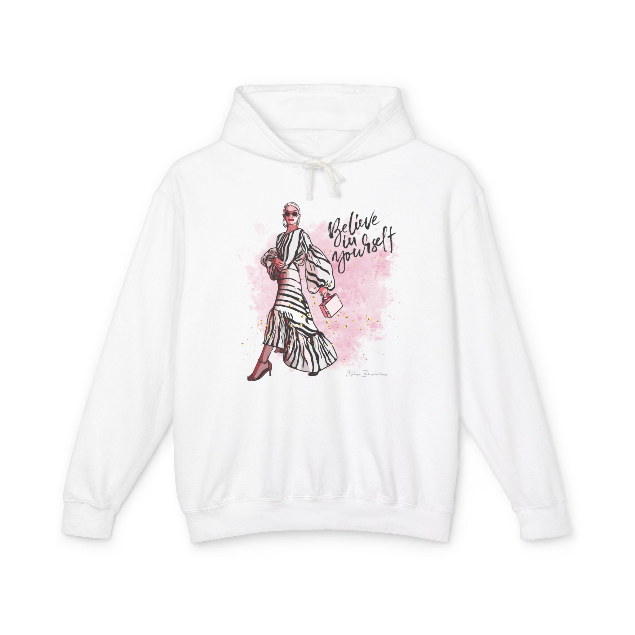 Believe in Yourself Women's Lightweight Hooded Sweatshirt, Motivational Gift, Cozy Casual Wear, Perfect for Dreamers