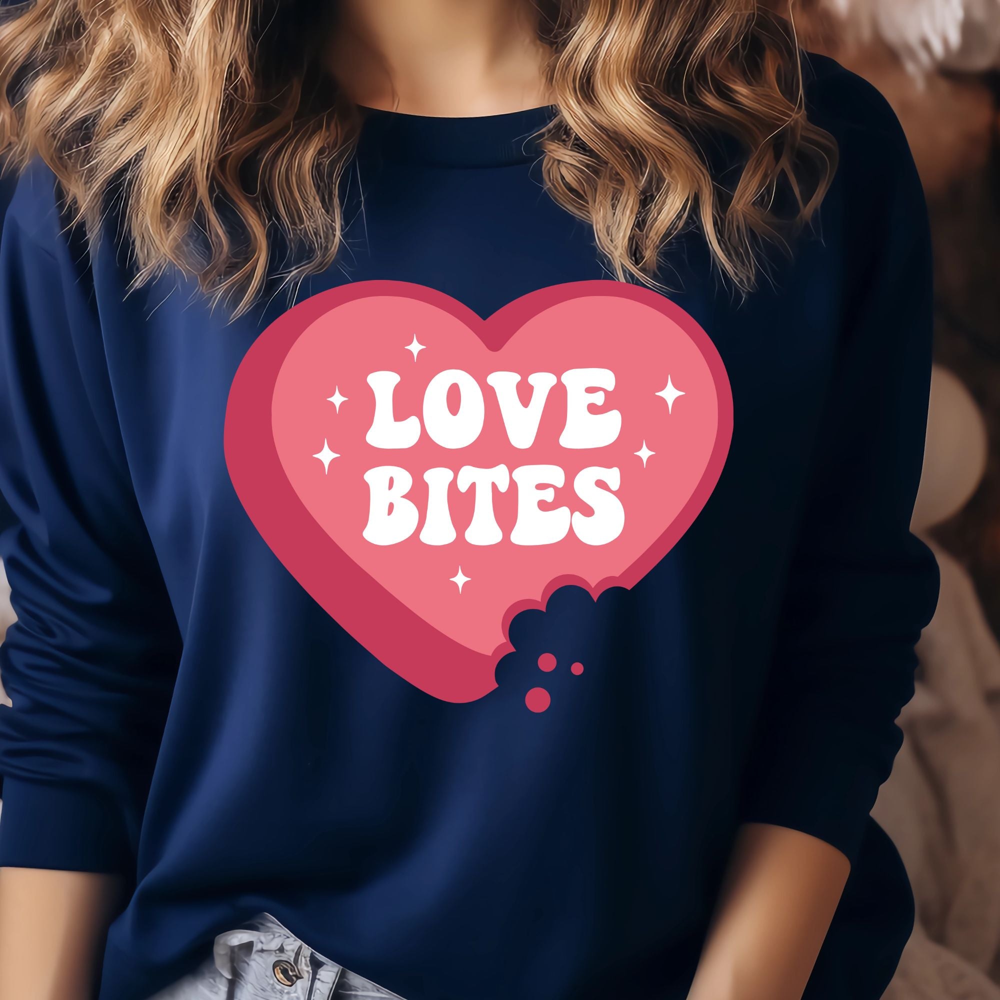 Love Bites Valentines Sweatshirt – Cute Funny Valentine’s Day Crewneck Sweatshirt