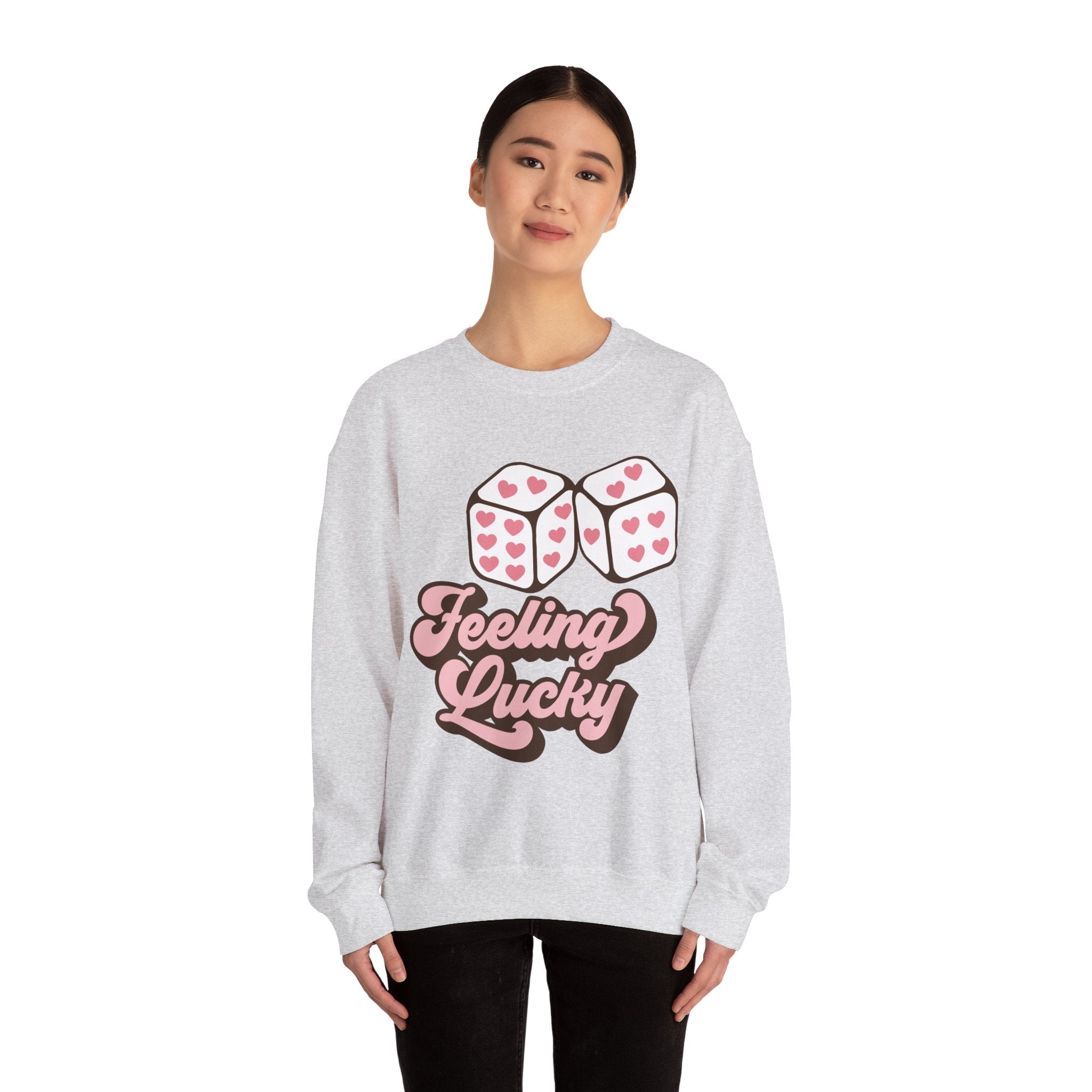 Feeling Lucky Valentines Sweatshirt – Cozy Valentine’s Day Crewneck Sweatshirt