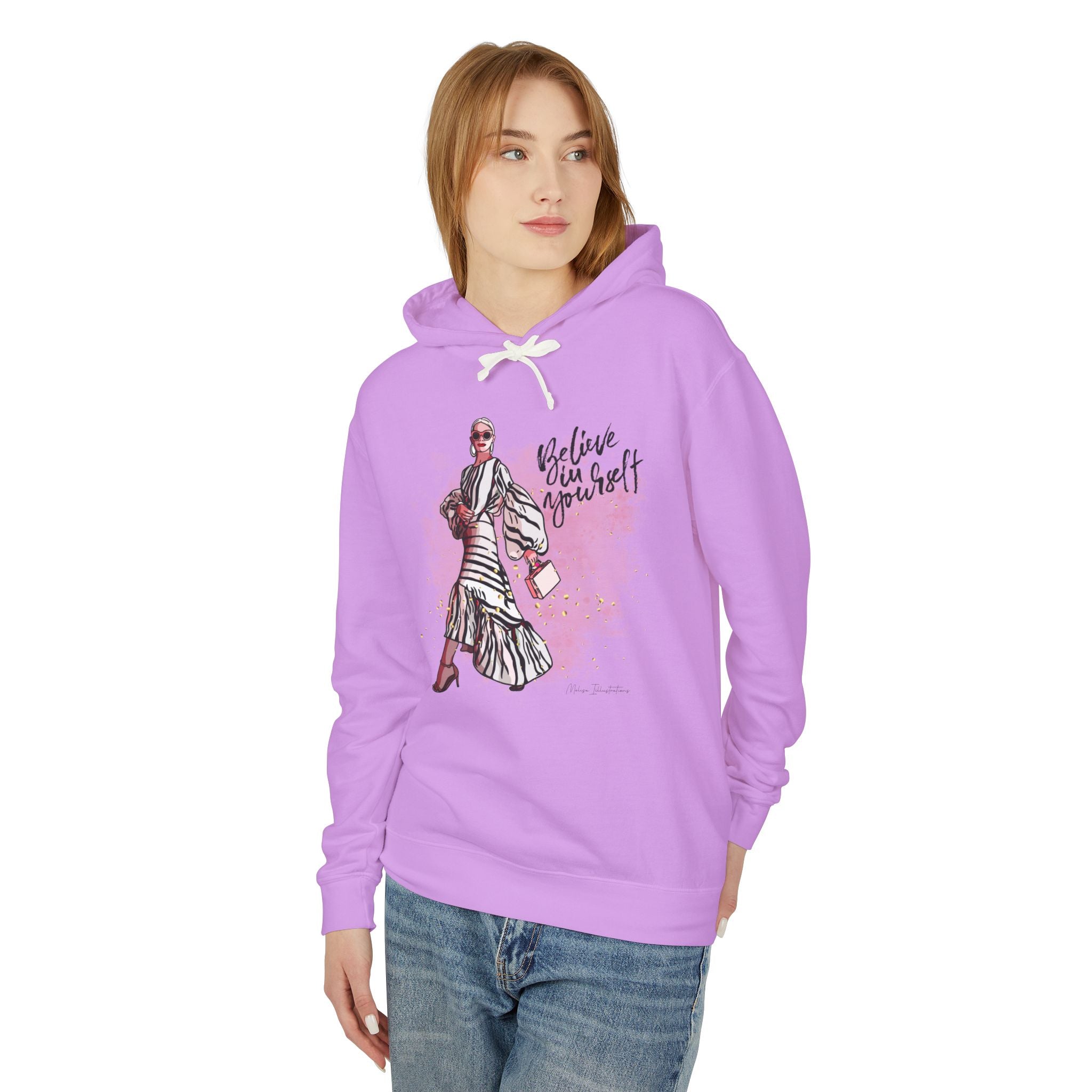 Believe in Yourself Women's Lightweight Hooded Sweatshirt, Motivational Gift, Cozy Casual Wear, Perfect for Dreamers