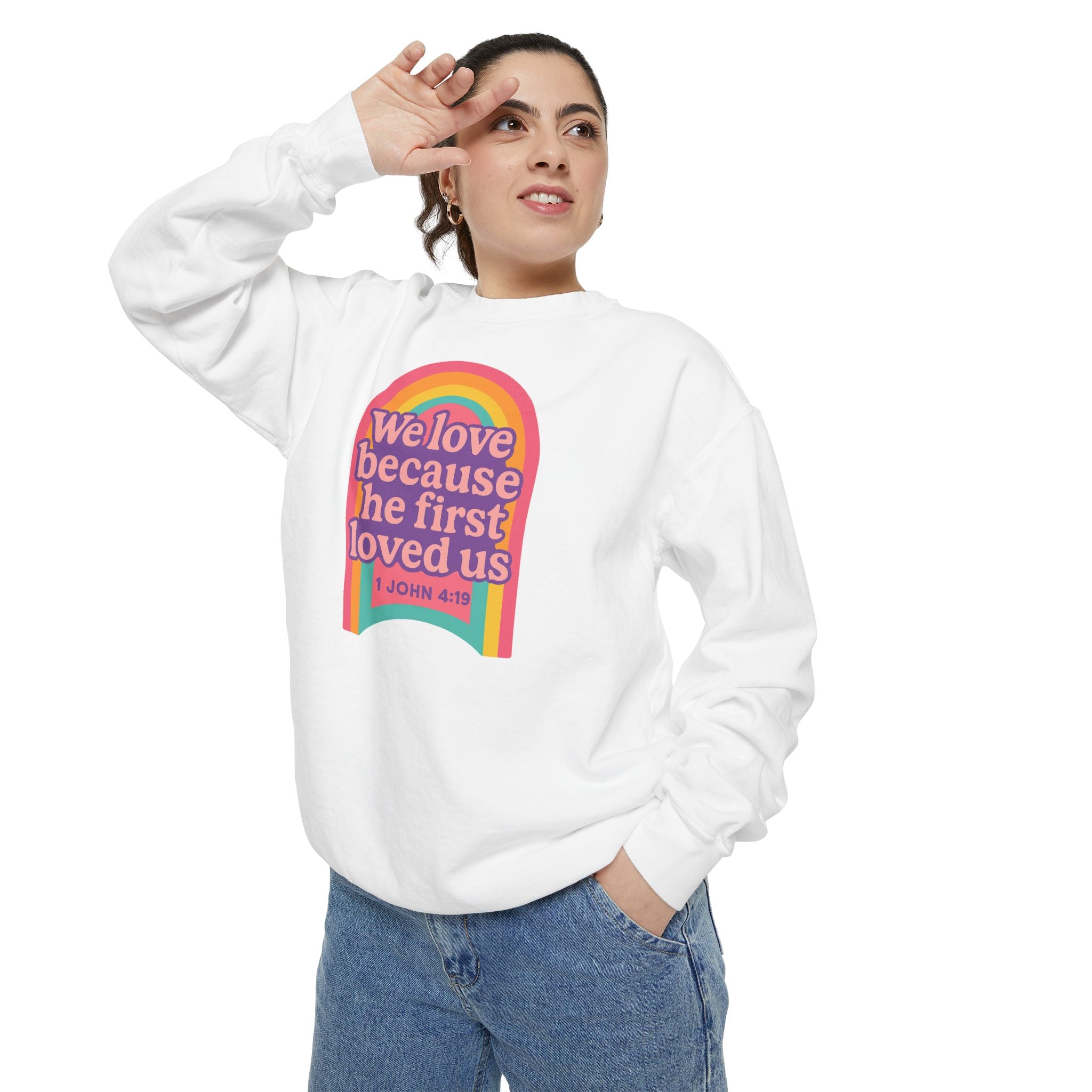 Rainbow Scripture Unisex Sweatshirt | Cozy Christian Apparel | Gift for Faith Lovers | Inspirational Sweatshirt | Spring Fashion