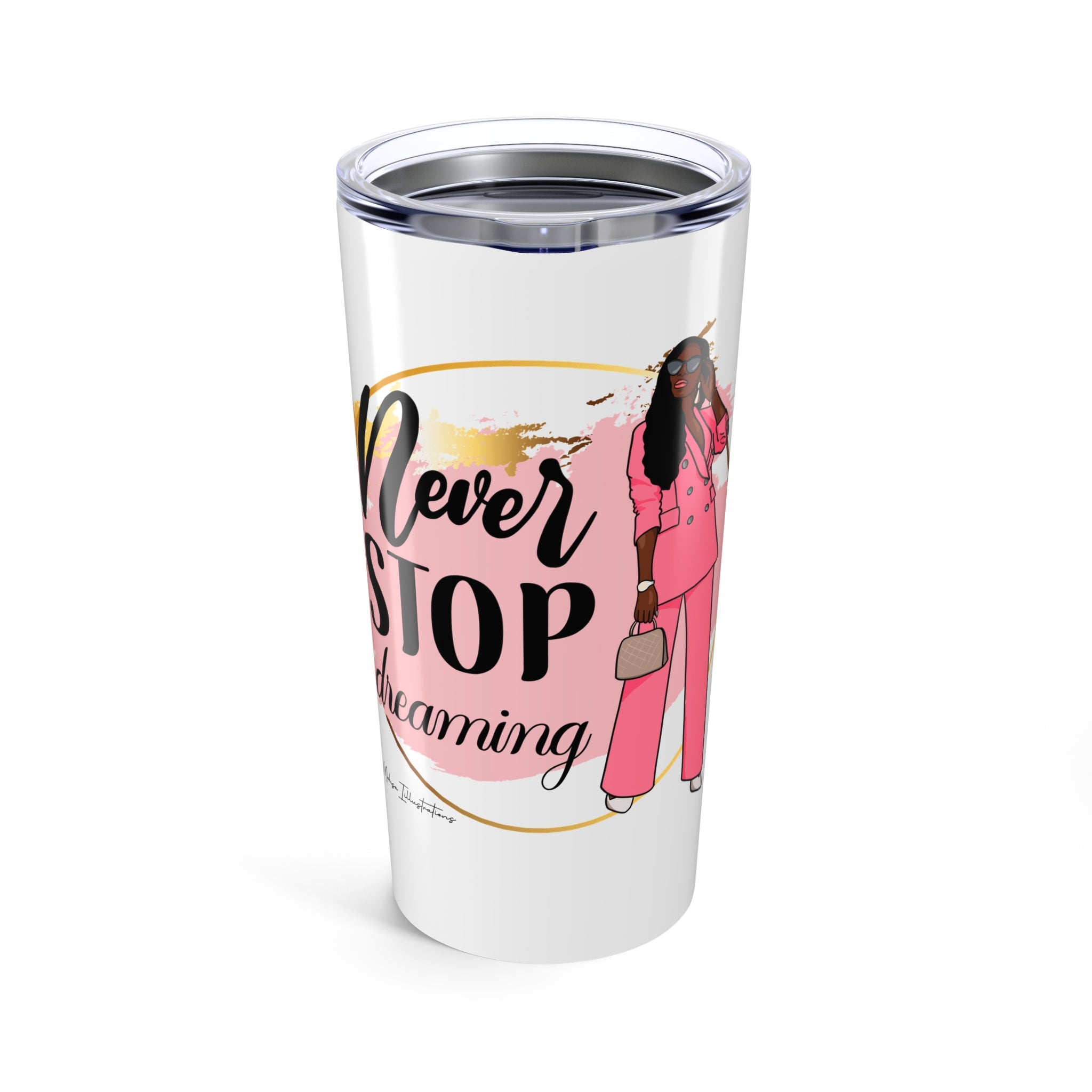 Dreamer Tumbler 20oz - Never Stop Dreaming, Motivational Travel Mug, Inspiring Gift for Her, Stylish Drinkware, Positive Affirmation Cup