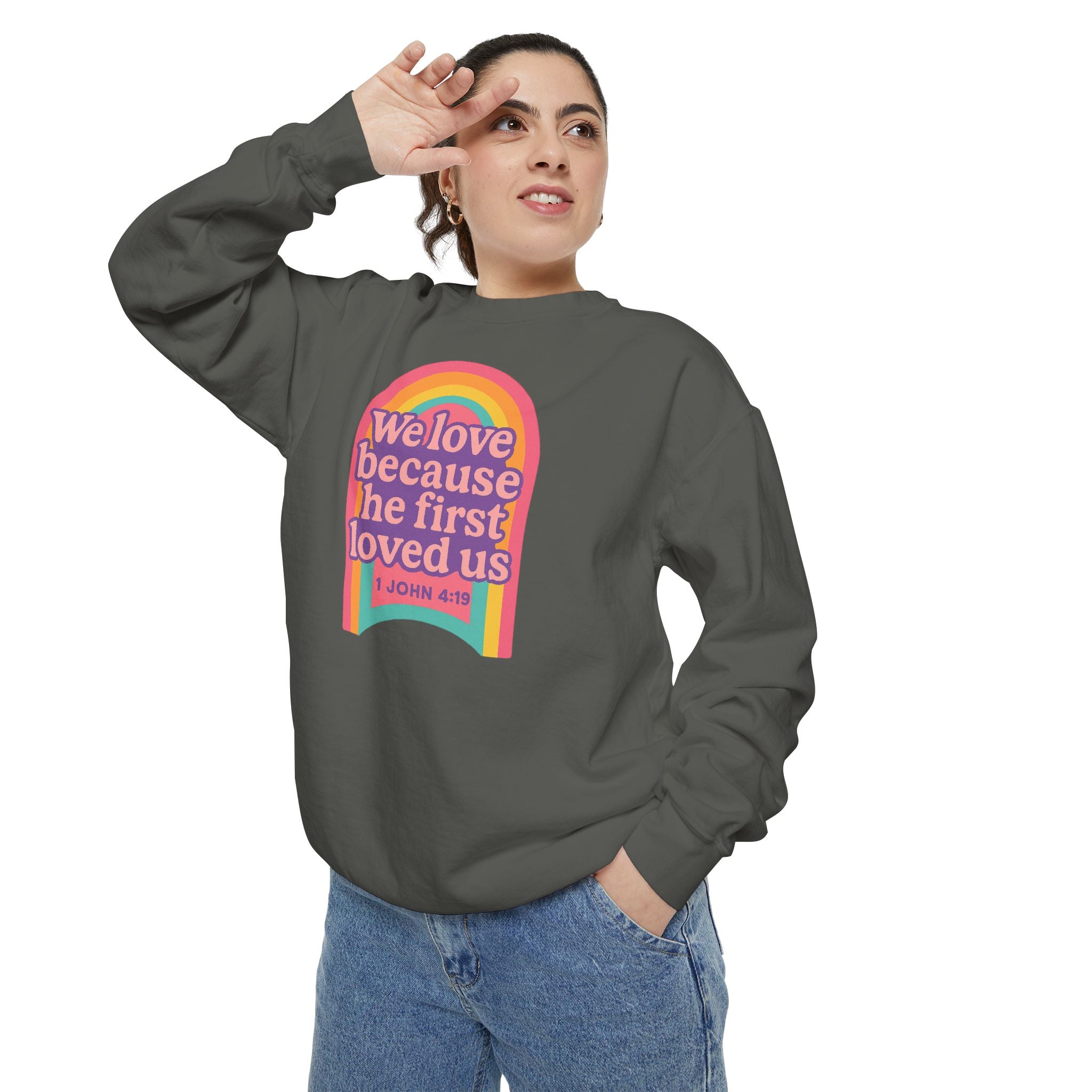 Rainbow Scripture Unisex Sweatshirt | Cozy Christian Apparel | Gift for Faith Lovers | Inspirational Sweatshirt | Spring Fashion