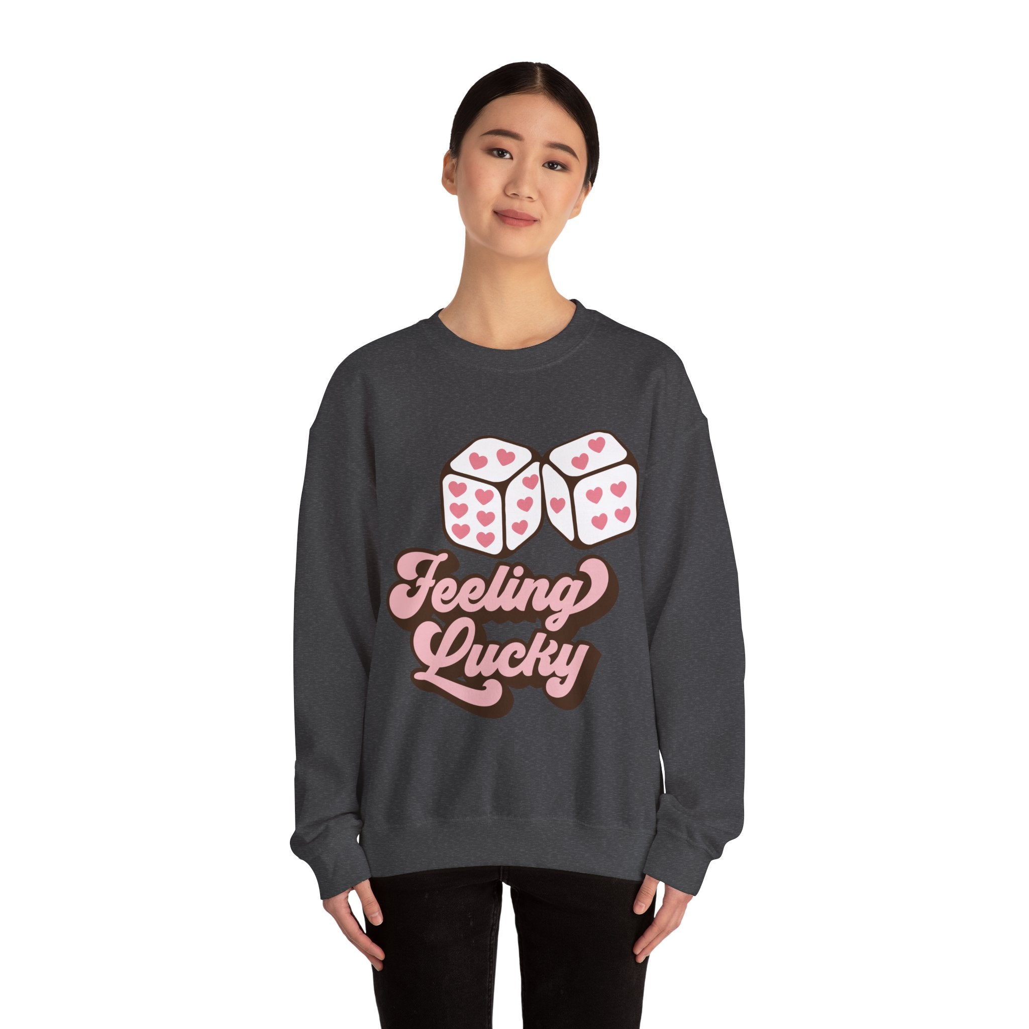 Feeling Lucky Valentines Sweatshirt – Cozy Valentine’s Day Crewneck Sweatshirt