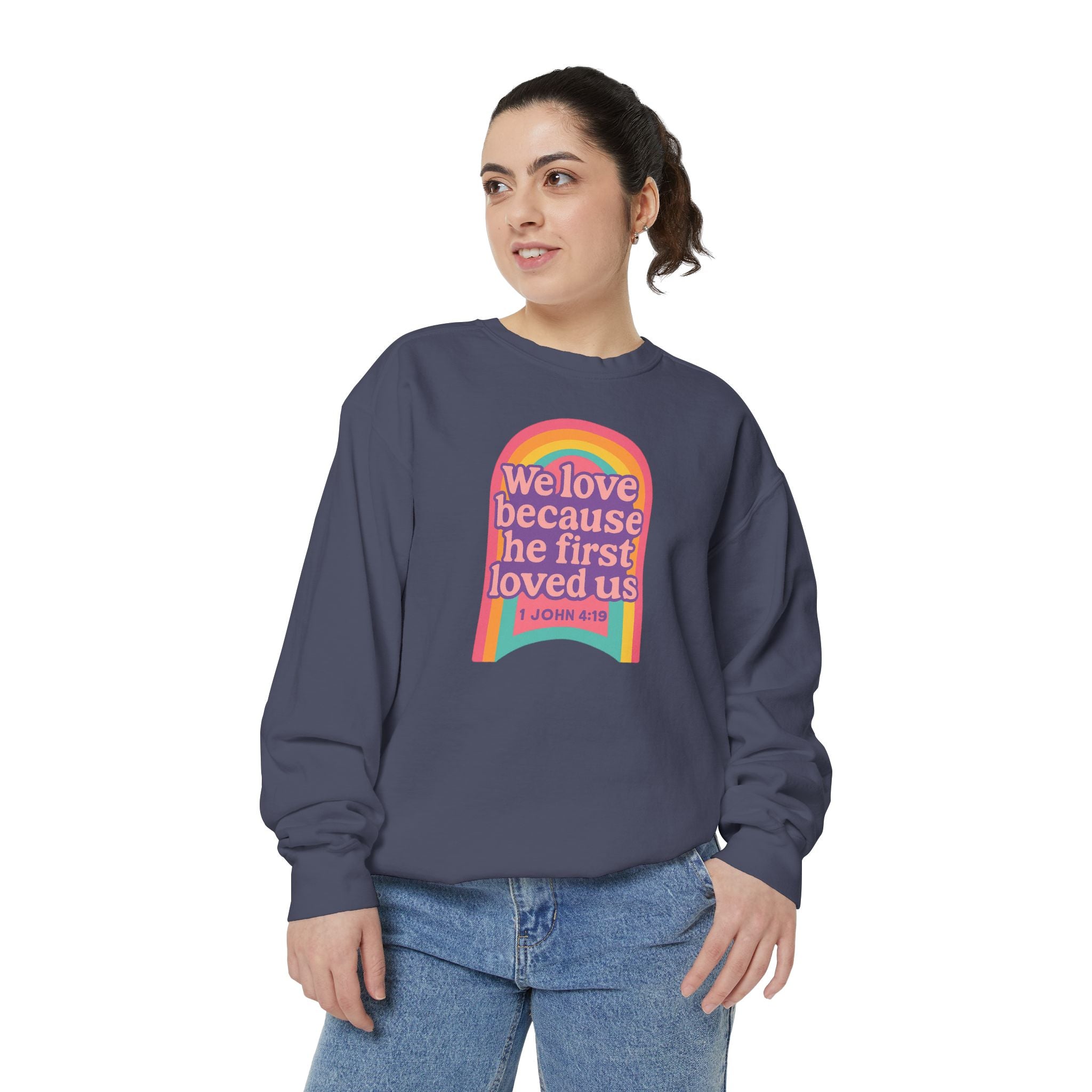 Rainbow Scripture Unisex Sweatshirt | Cozy Christian Apparel | Gift for Faith Lovers | Inspirational Sweatshirt | Spring Fashion