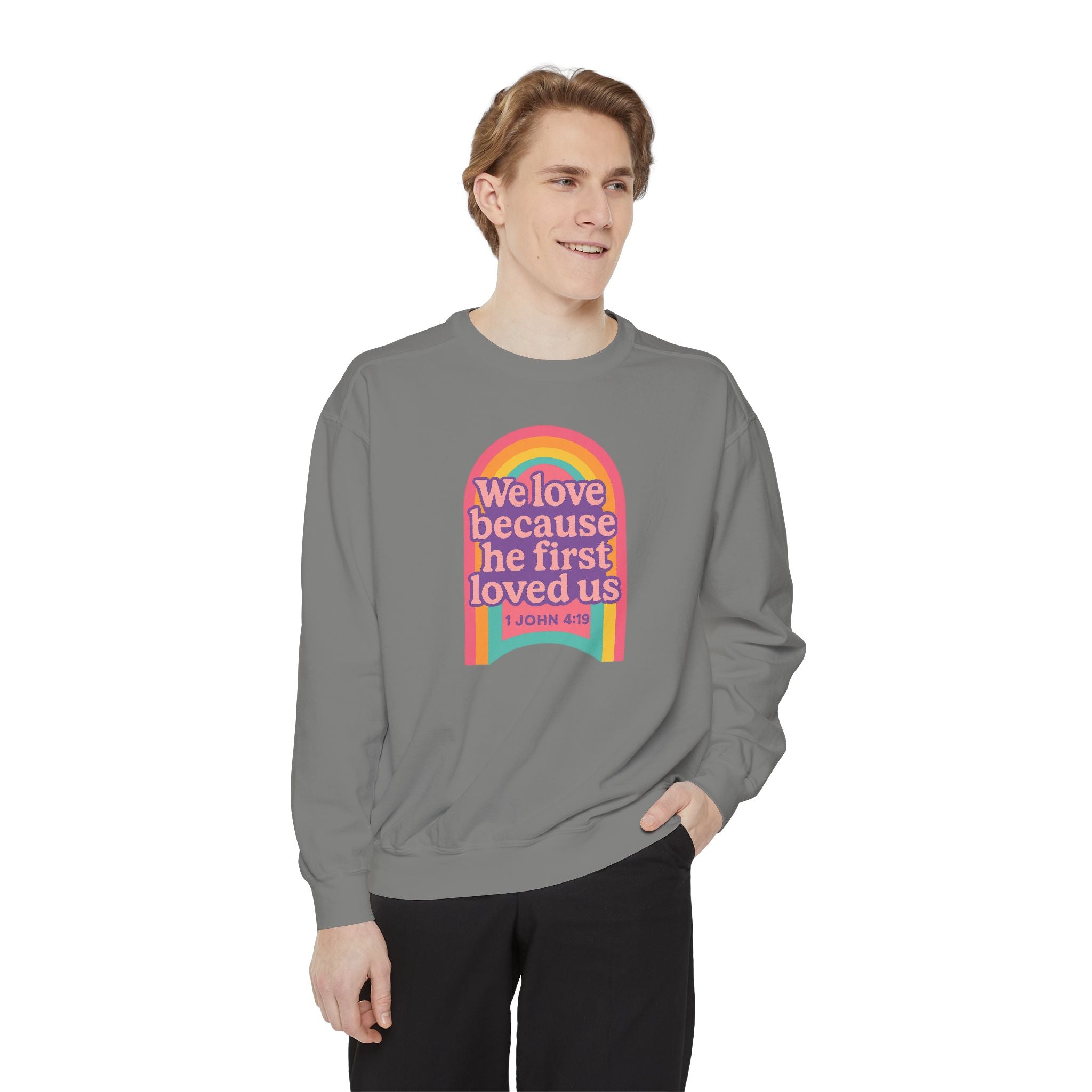 Rainbow Scripture Unisex Sweatshirt | Cozy Christian Apparel | Gift for Faith Lovers | Inspirational Sweatshirt | Spring Fashion