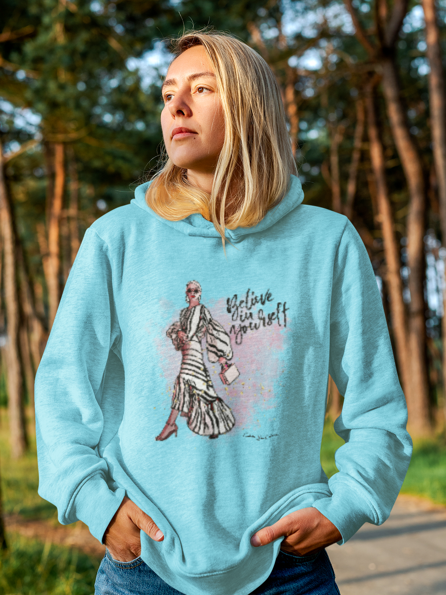 Believe in Yourself Women's Lightweight Hooded Sweatshirt, Motivational Gift, Cozy Casual Wear, Perfect for Dreamers